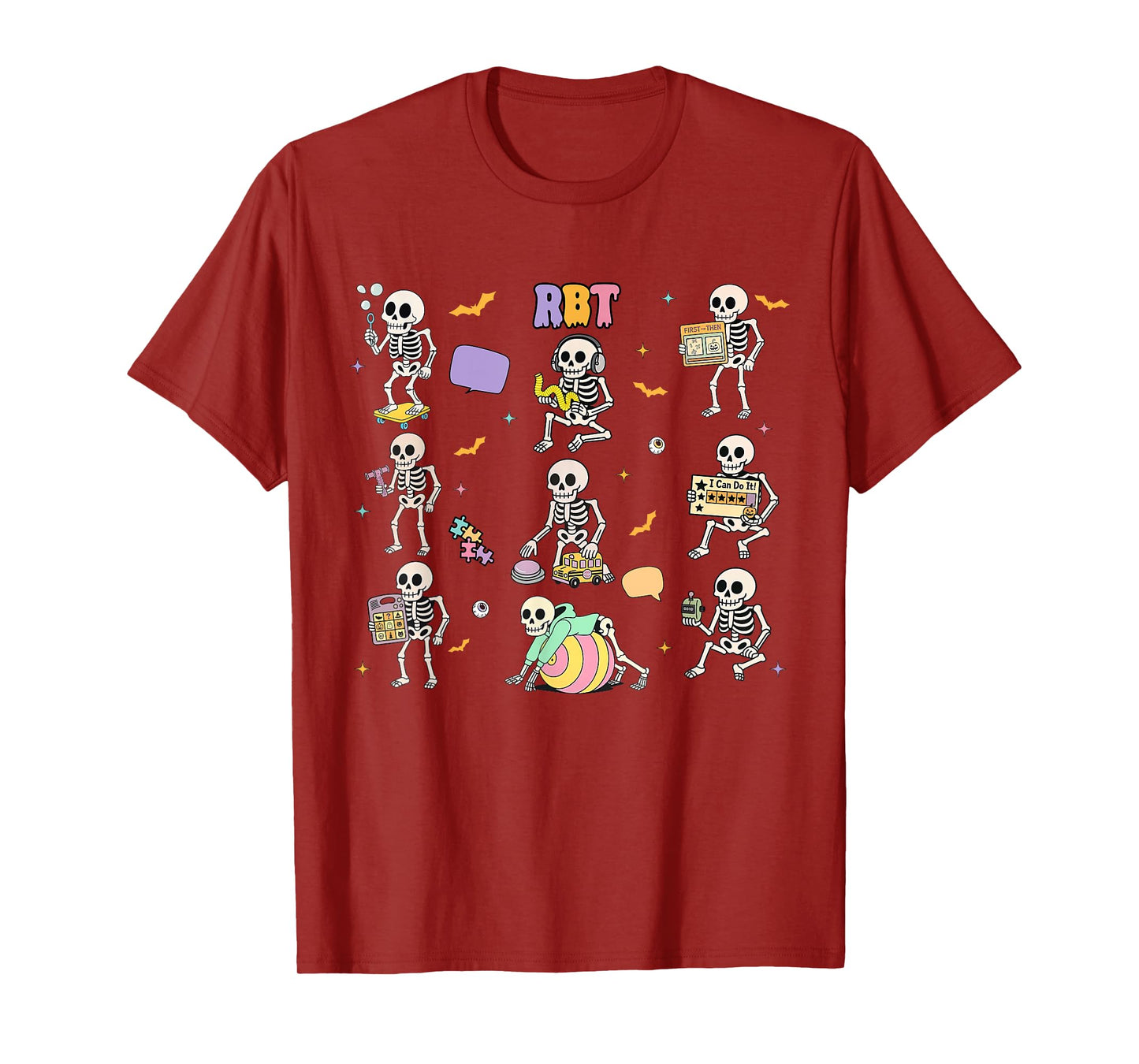 Spooky Skeleton RBT Registered Behavior Technician Halloween T-Shirt