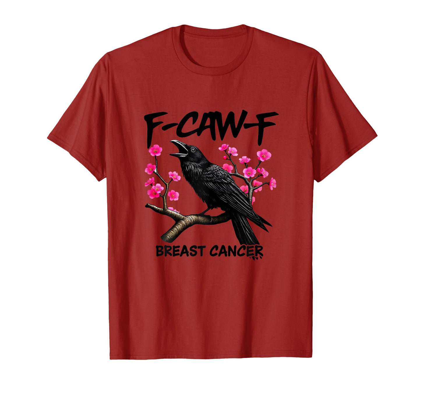 Funny Breast Cancer Awareness Pink Sakura F-CAW-F Crow Bird T-Shirt