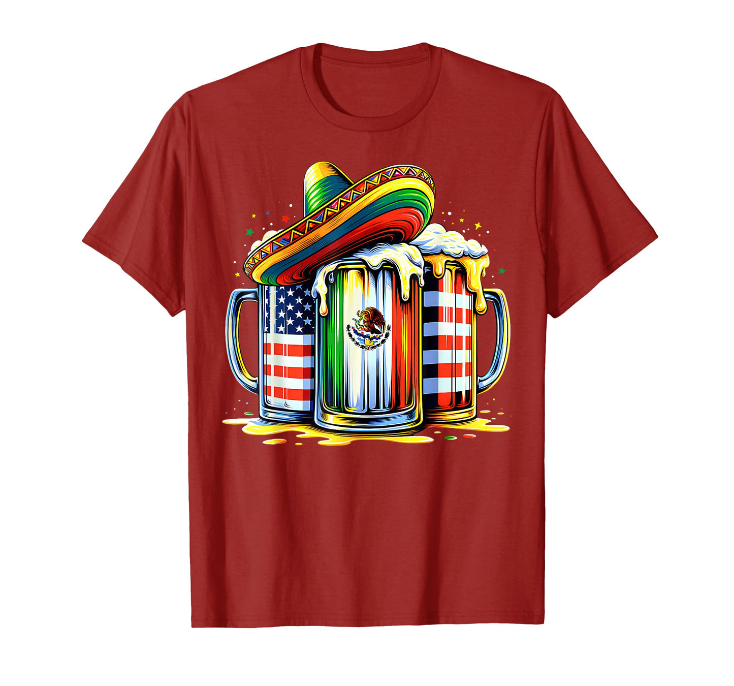 Beer Mexican USA Flag Cinco de Mayo Drinking Mexican Party T-Shirt