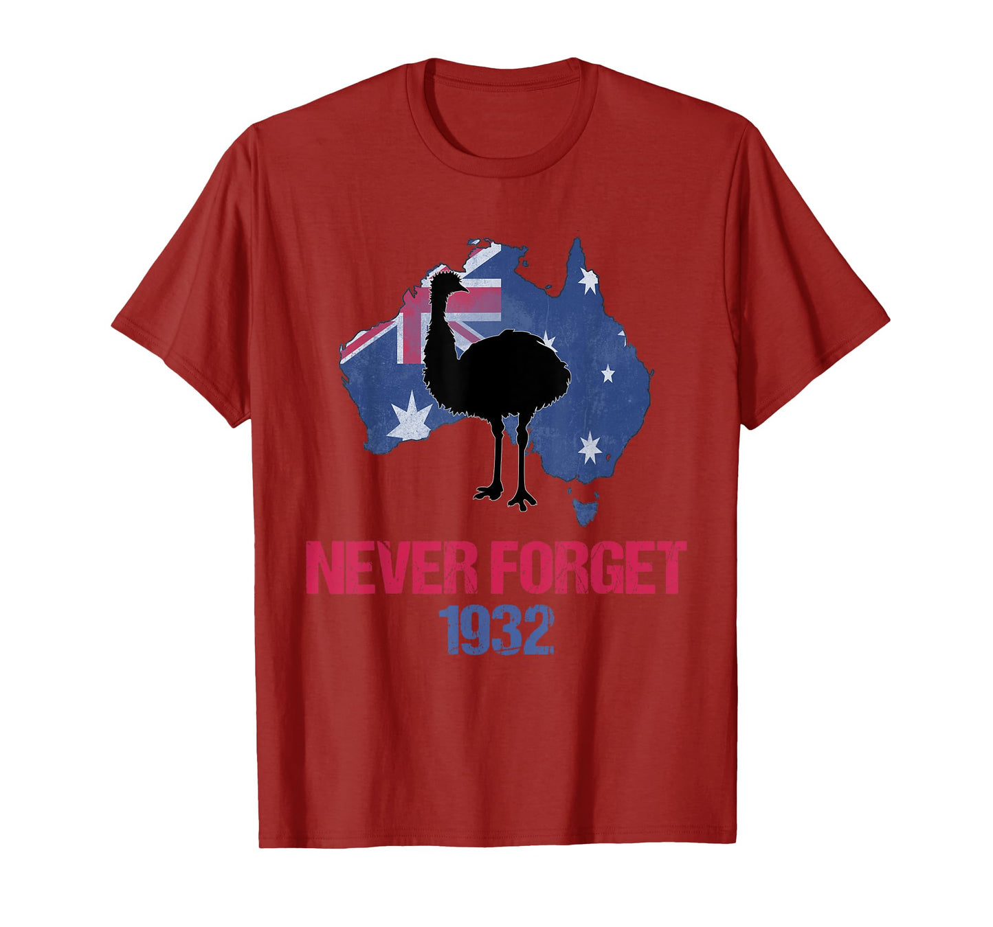 Agema Apparel Emu War 1932 Never Forget Australian History T-Shirt, Small, Black