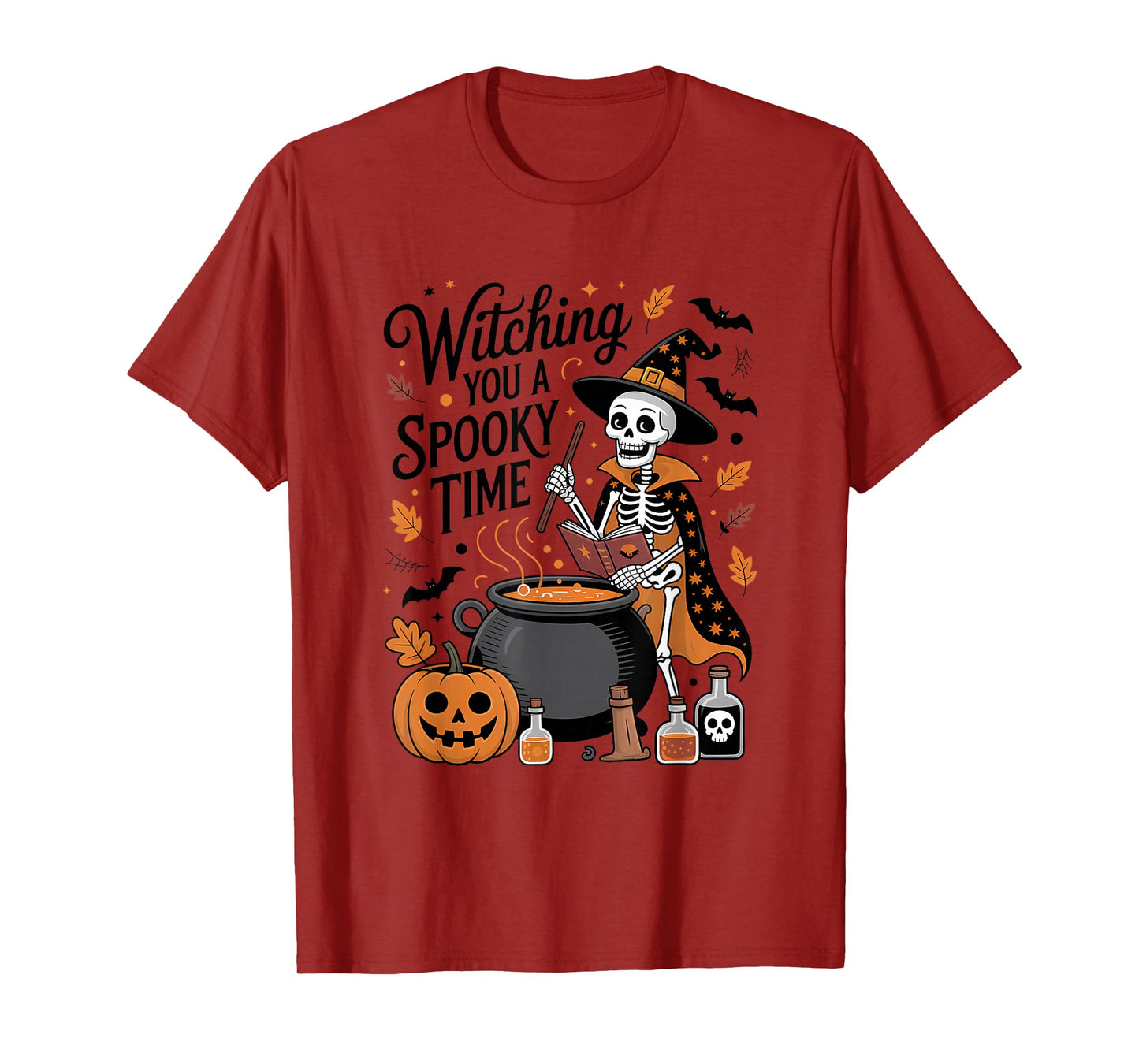 Witching You A Spooky Time Halloween Skeleton Witch Costume T-Shirt
