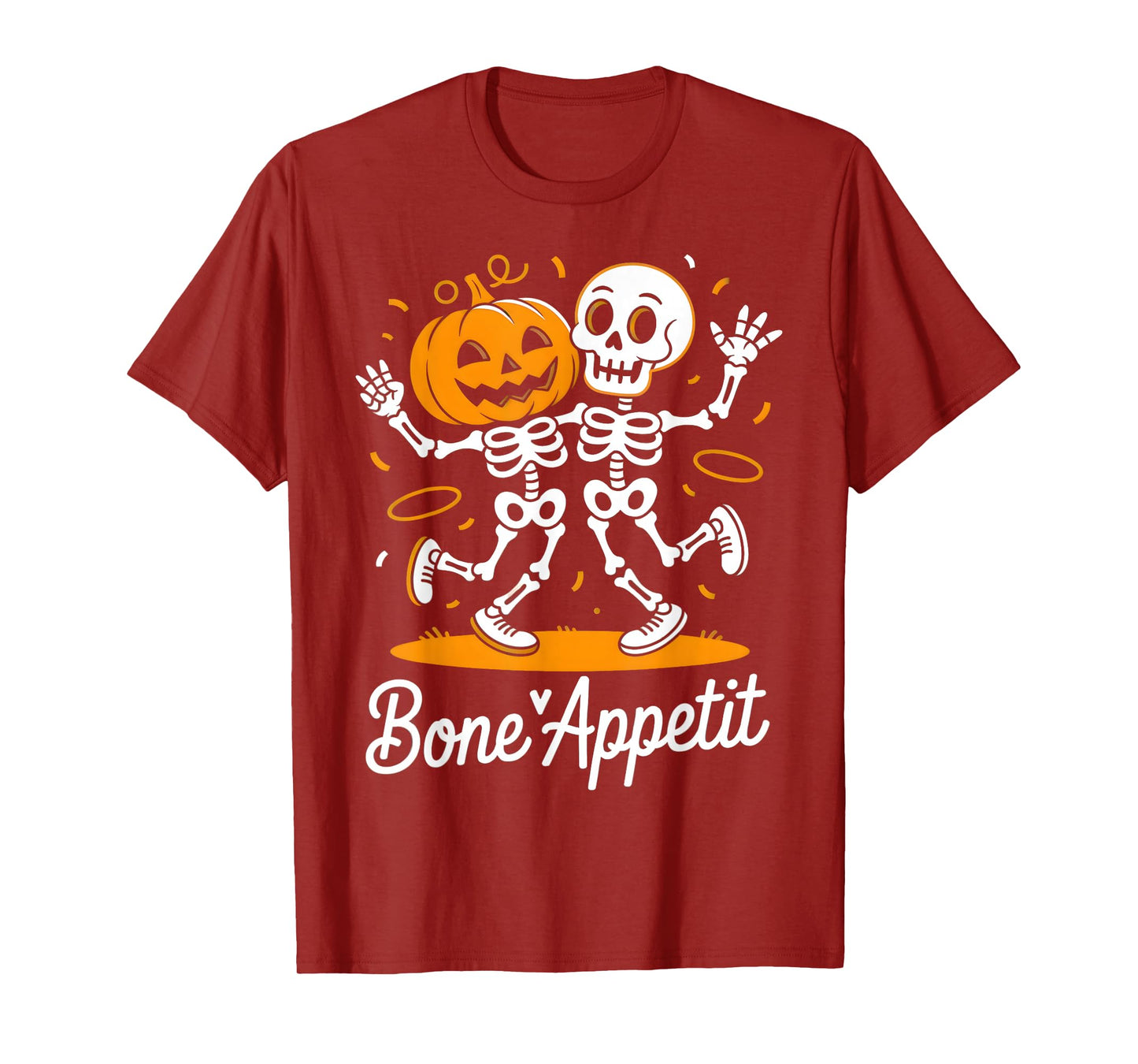 Bone Appetit Funny Skeleton Pumpkin Halloween T-Shirt
