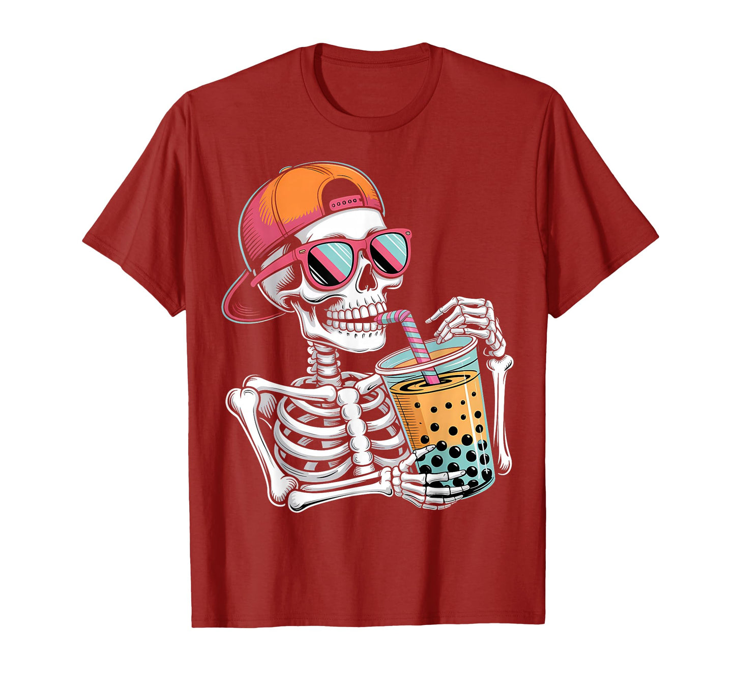 Funny Halloween Skeleton Boba Tea Costume T-Shirt