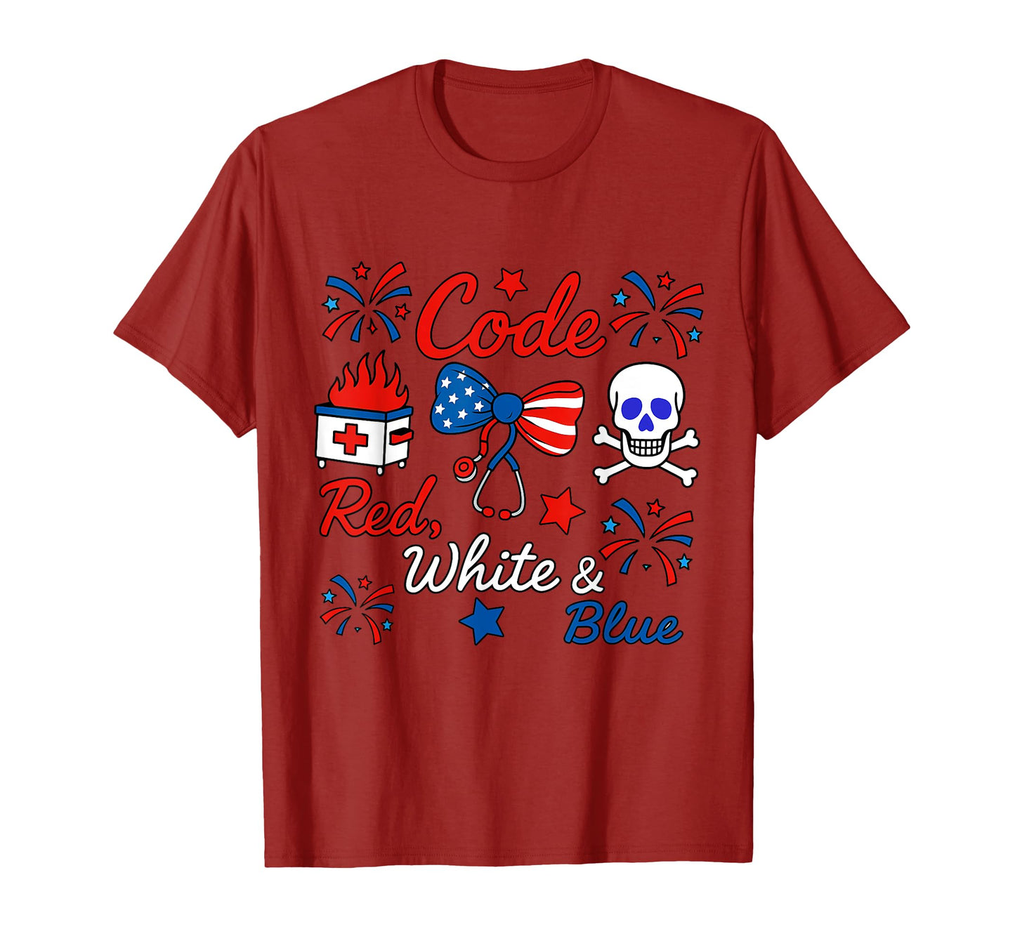 Code Red, White and Blue Nurse 4th of July Independence Day T-Shirt