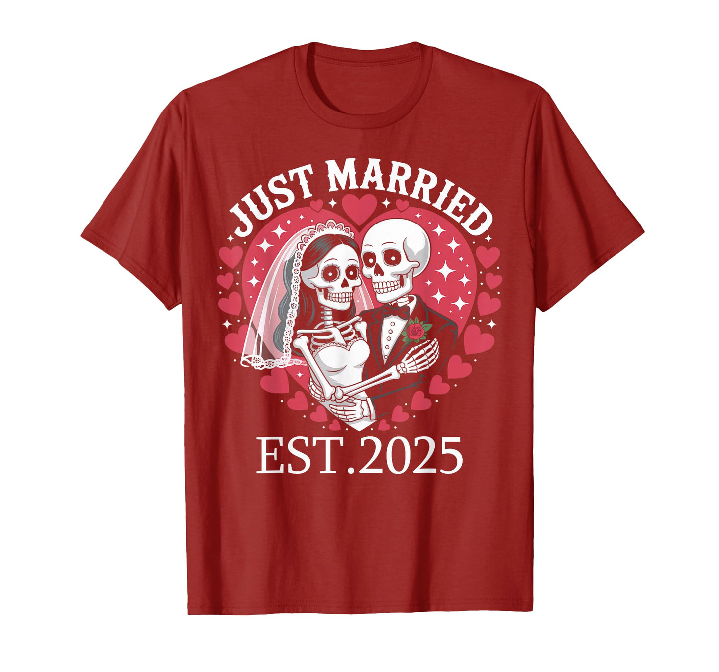 Newly Married Skeleton Bride Groom Husband Wife Matching T-Shirt