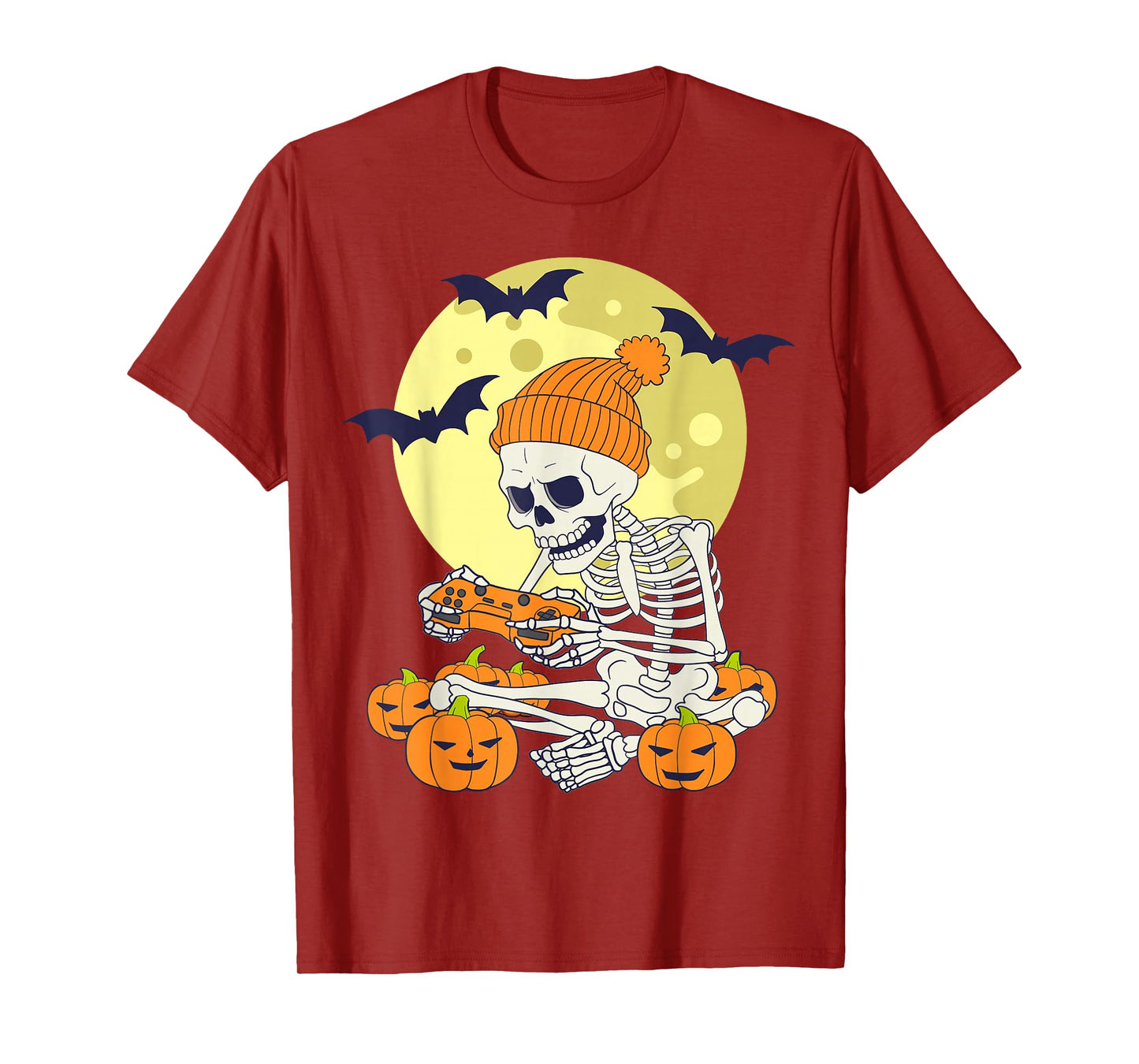 Funny Halloween Skeleton Gamer Video Games Boys Mens Gaming T-Shirt