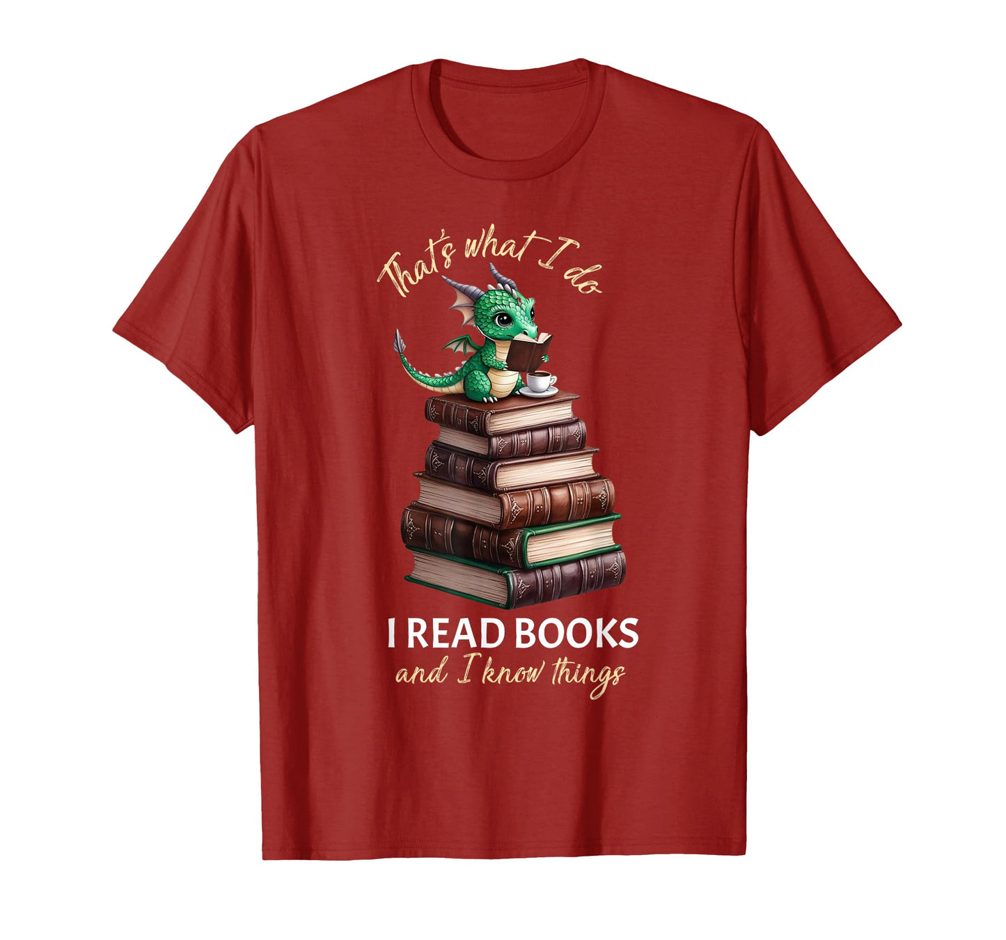 Librarian Bibliophile Dragon Coffee I read books T-Shirt