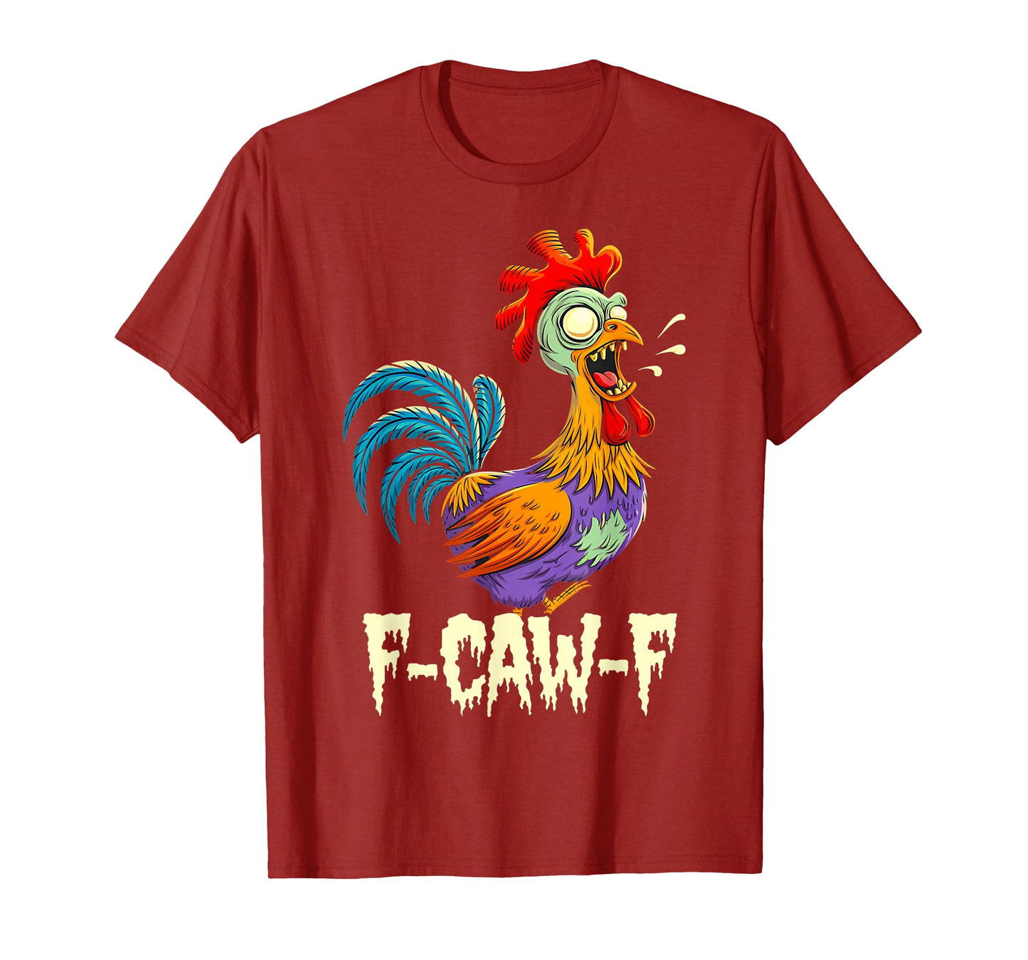 Spooky Rooster F-CAW-F Chicken Creepy Halloween Farmyard T-Shirt