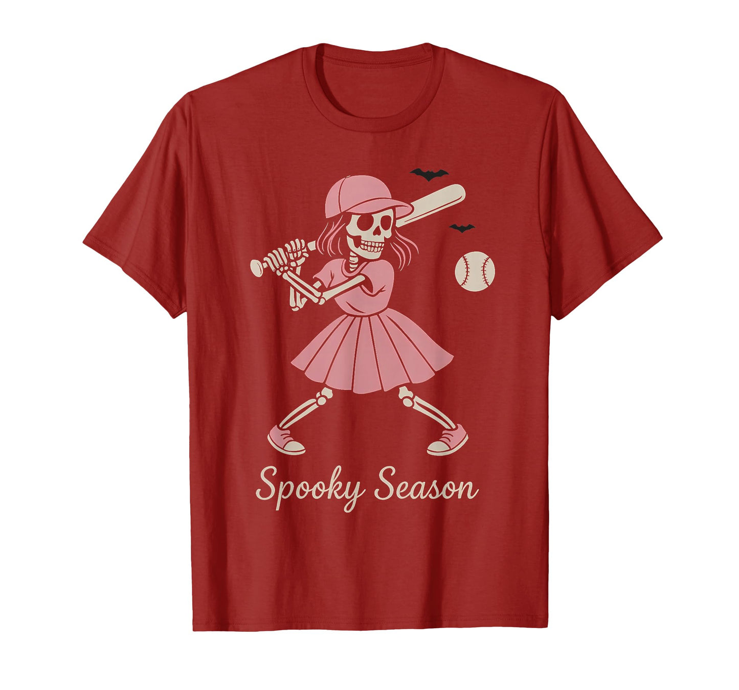 Spooky Softball Skeletons Funny Halloween Baseball Costume T-Shirt