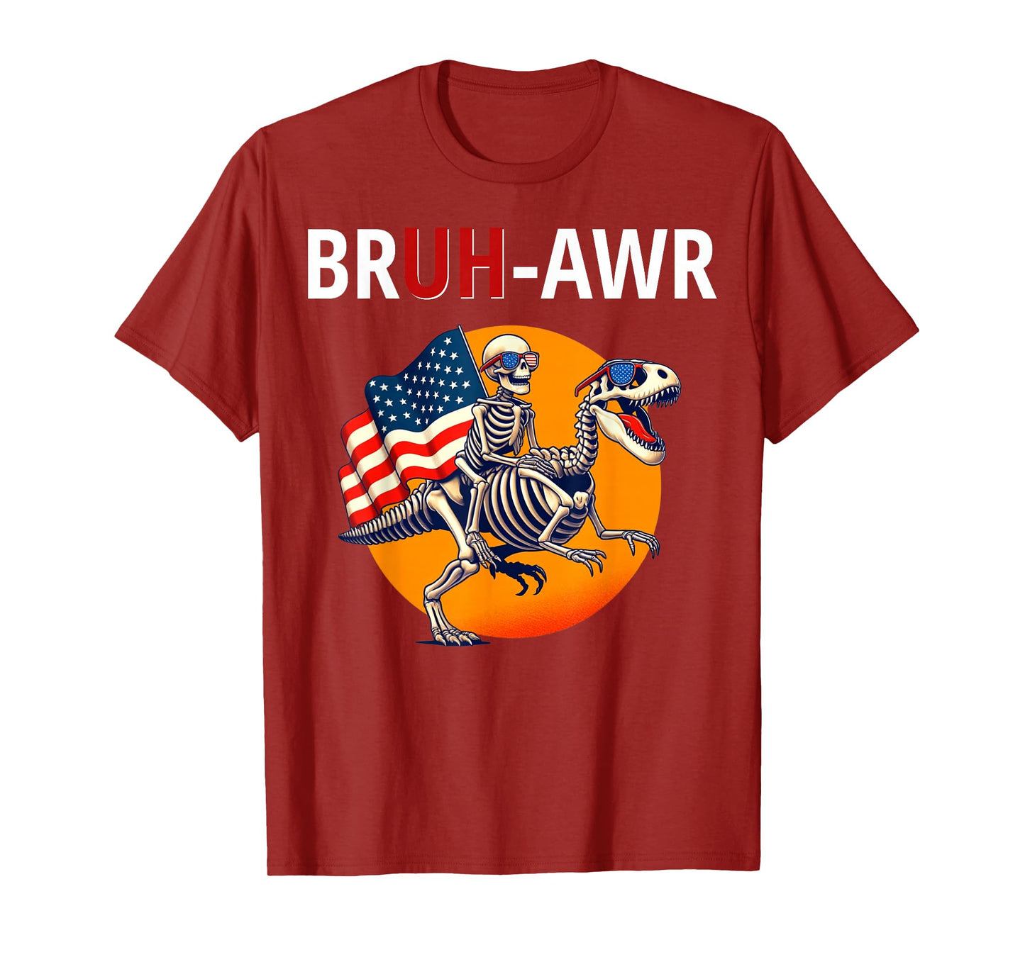 Bruh T Rex Meme Dinosaur, Funny American Skeleton T-Shirt