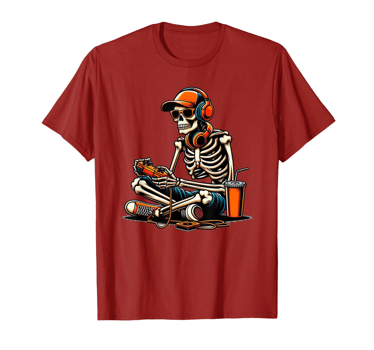 Funny Halloween Skeleton Gamer Video Gaming Boys Men Kids T-Shirt