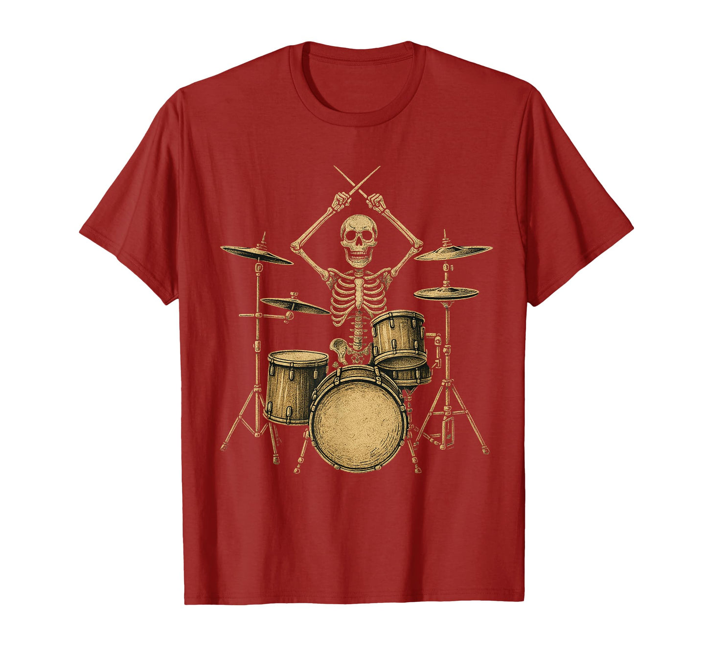 Skeleton Percussionist Drummer Halloween Rock & Roll Music T-Shirt