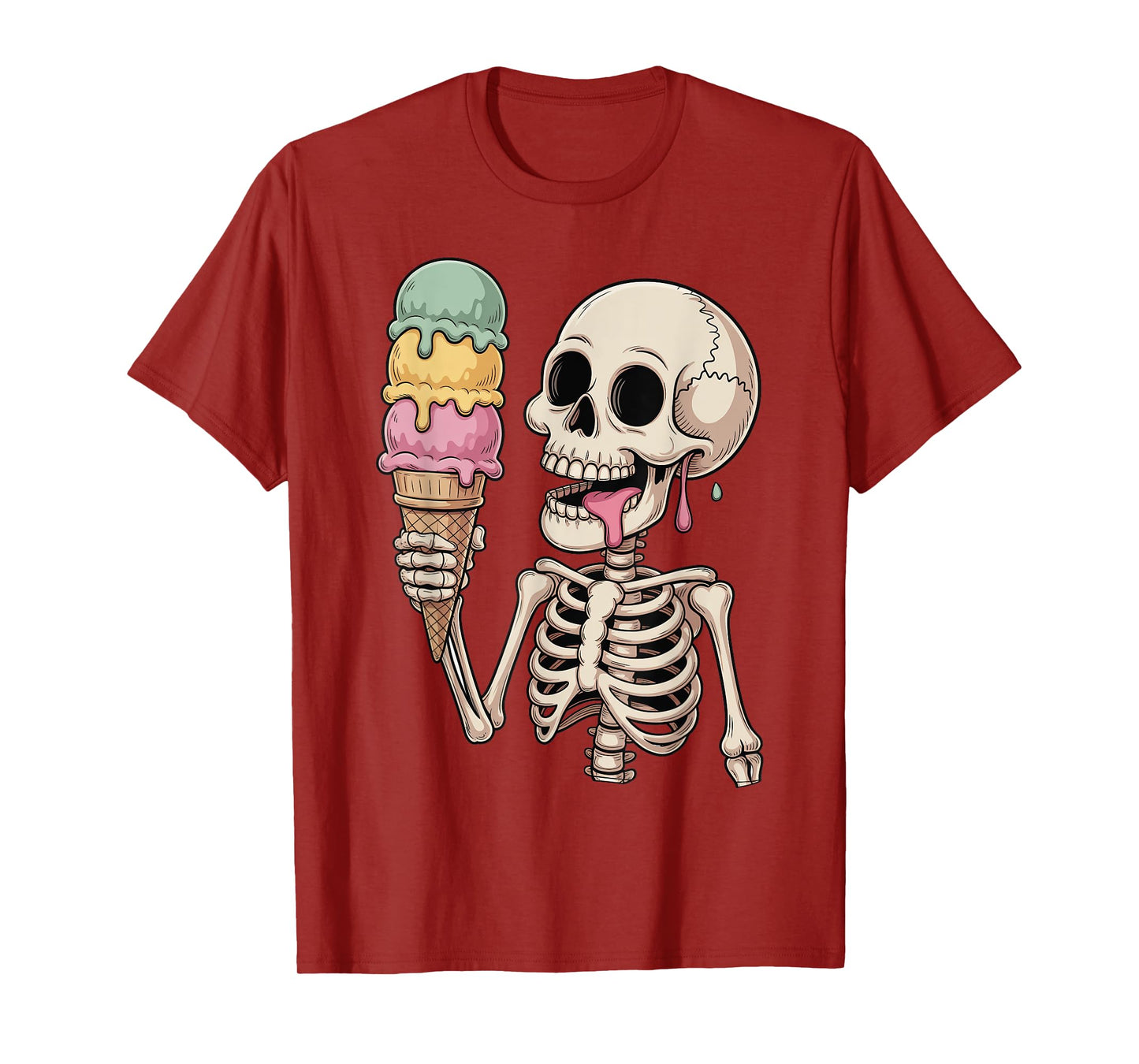 Kids Skeleton Eating Ice Cream Halloween Trick or Treat T-Shirt