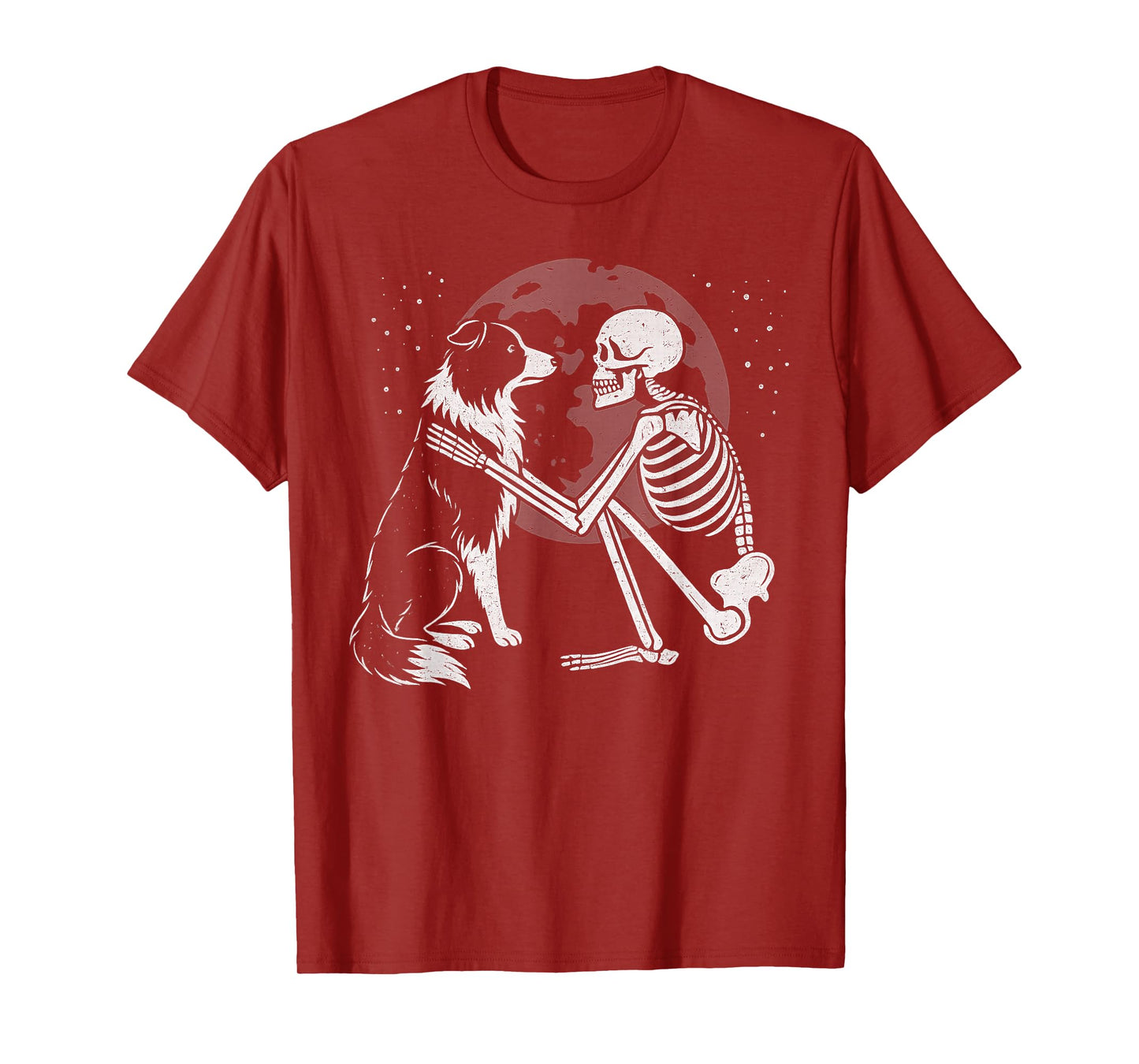 Border Collie Skeleton Moon Halloween Dog Lover T-Shirt