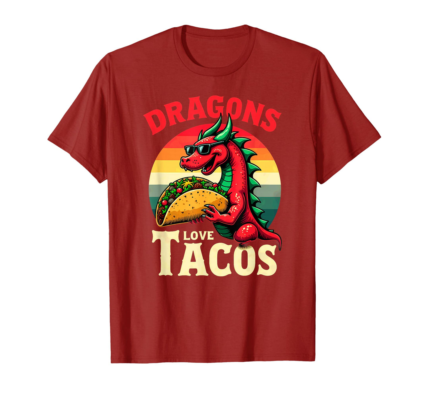 Retro Dragons Love Tacos T-Shirt