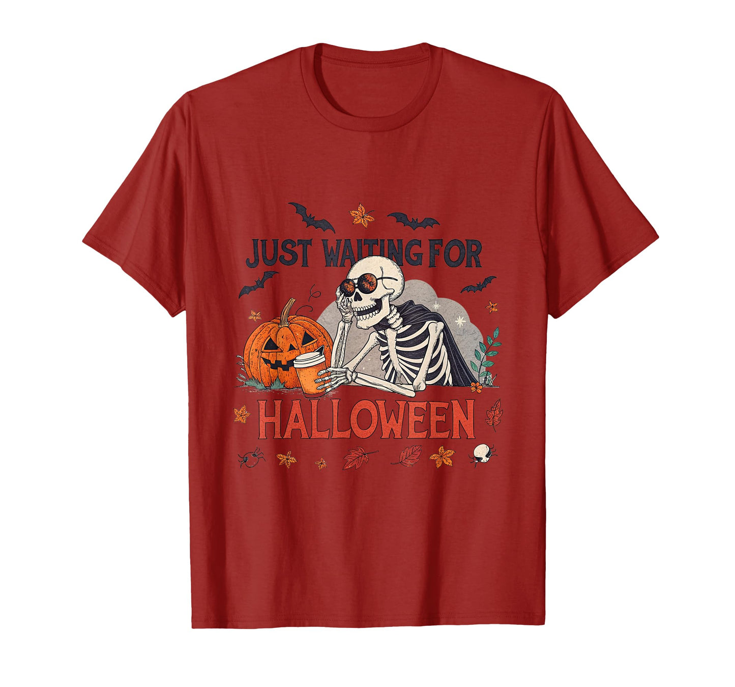 Just Waiting for Halloween Skeleton T-Shirt