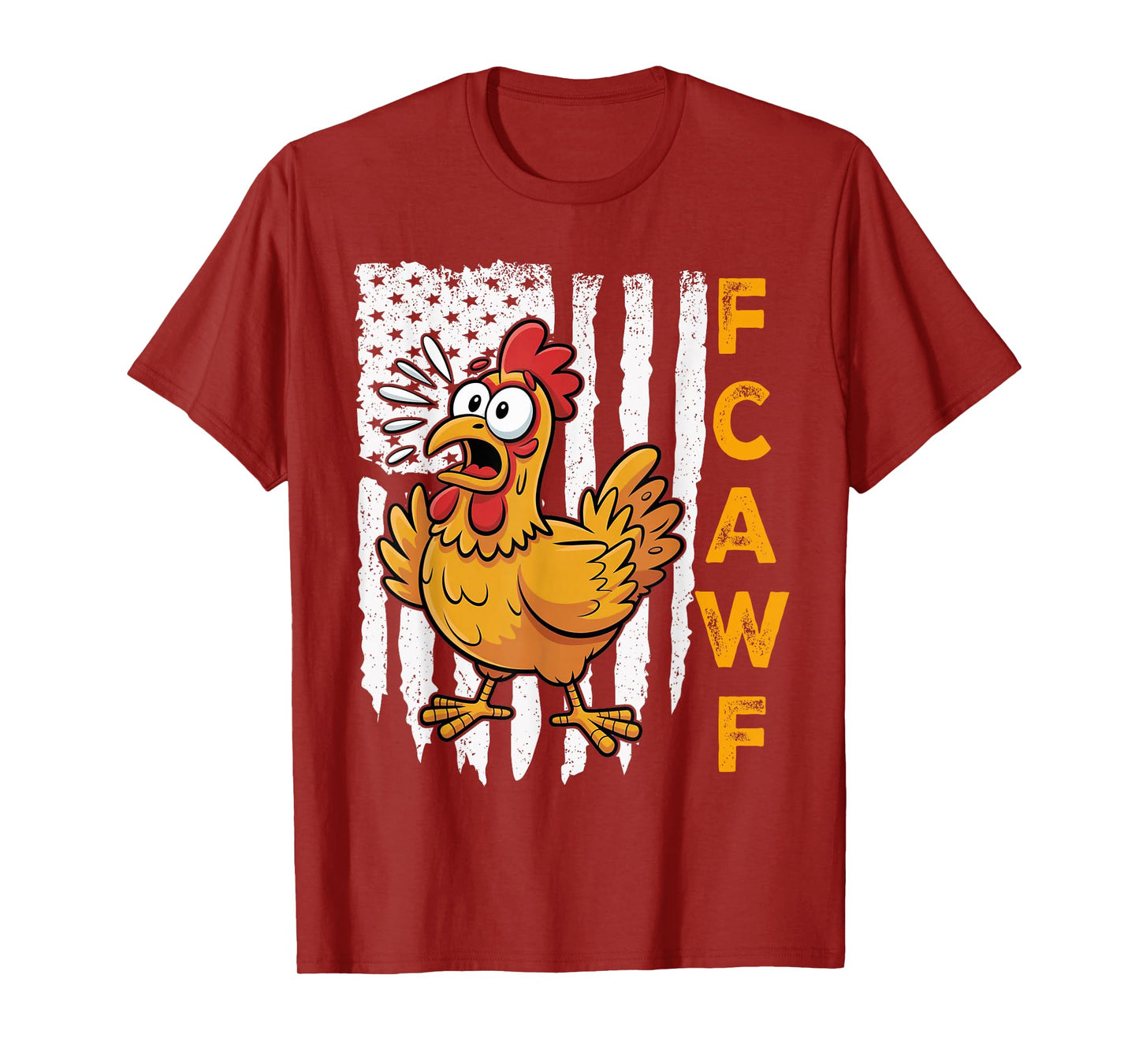 F-Caw-F Funny Chicken Humor F-Caw-F Rooster Vintage US Flag T-Shirt