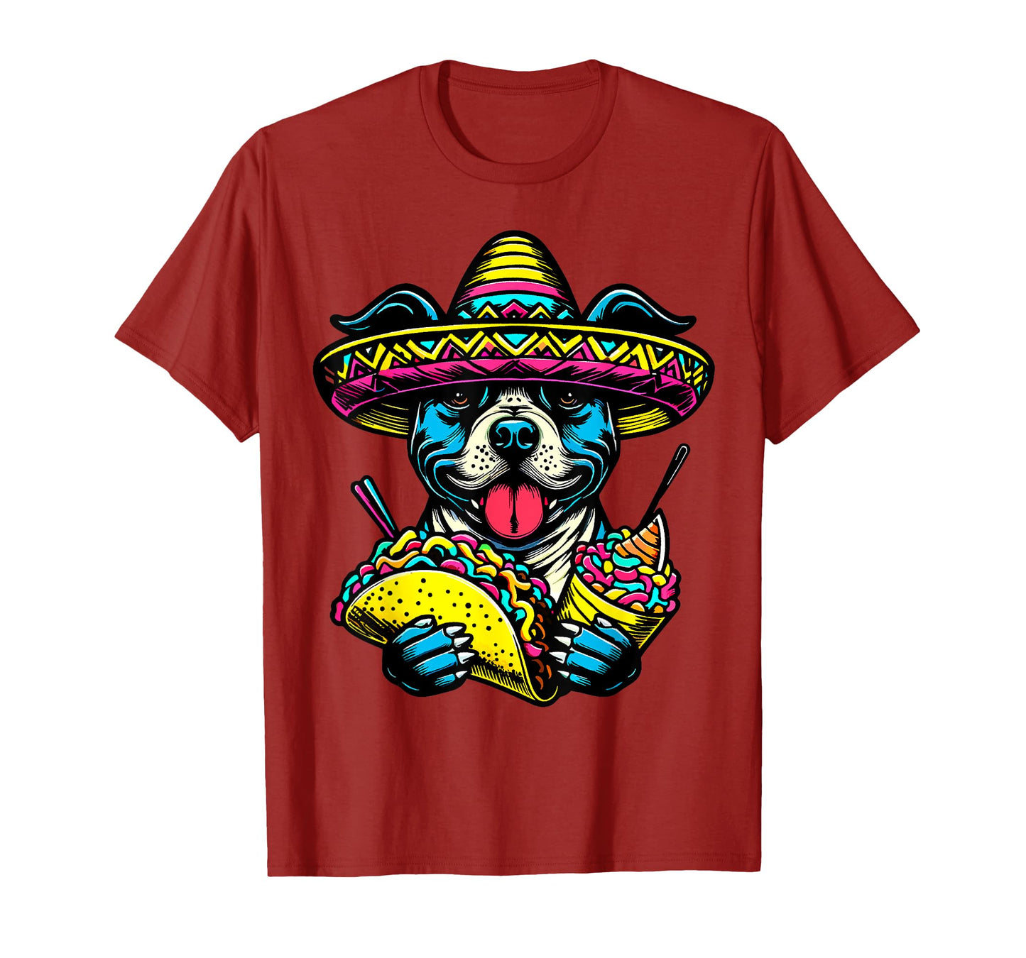 Let's Fiesta Dog Pitbull Cinco De Mayo tacos Sombrero Men Women Kids T-Shirt