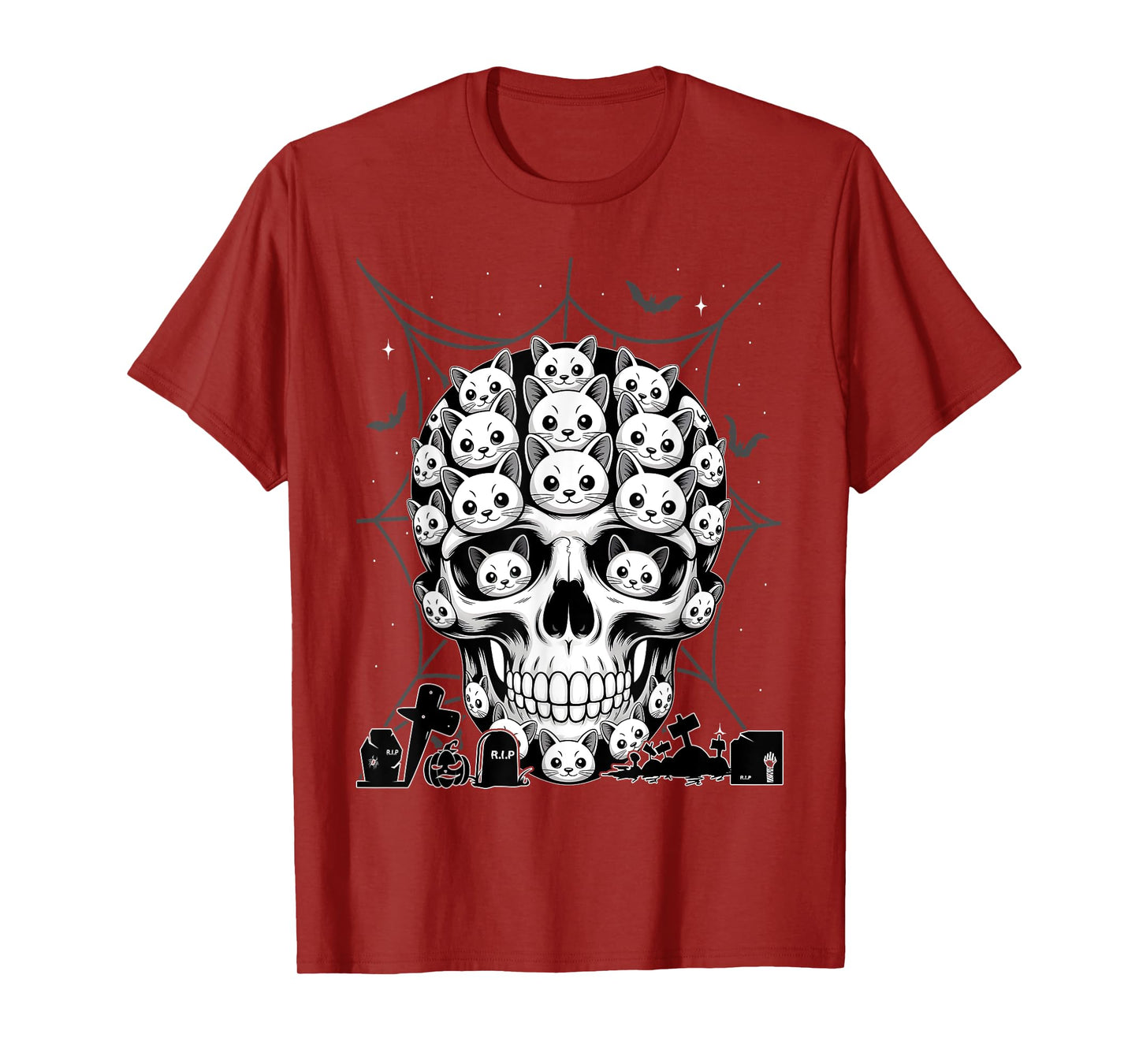Skeleton Halloween Costume Skull Cat T-Shirt