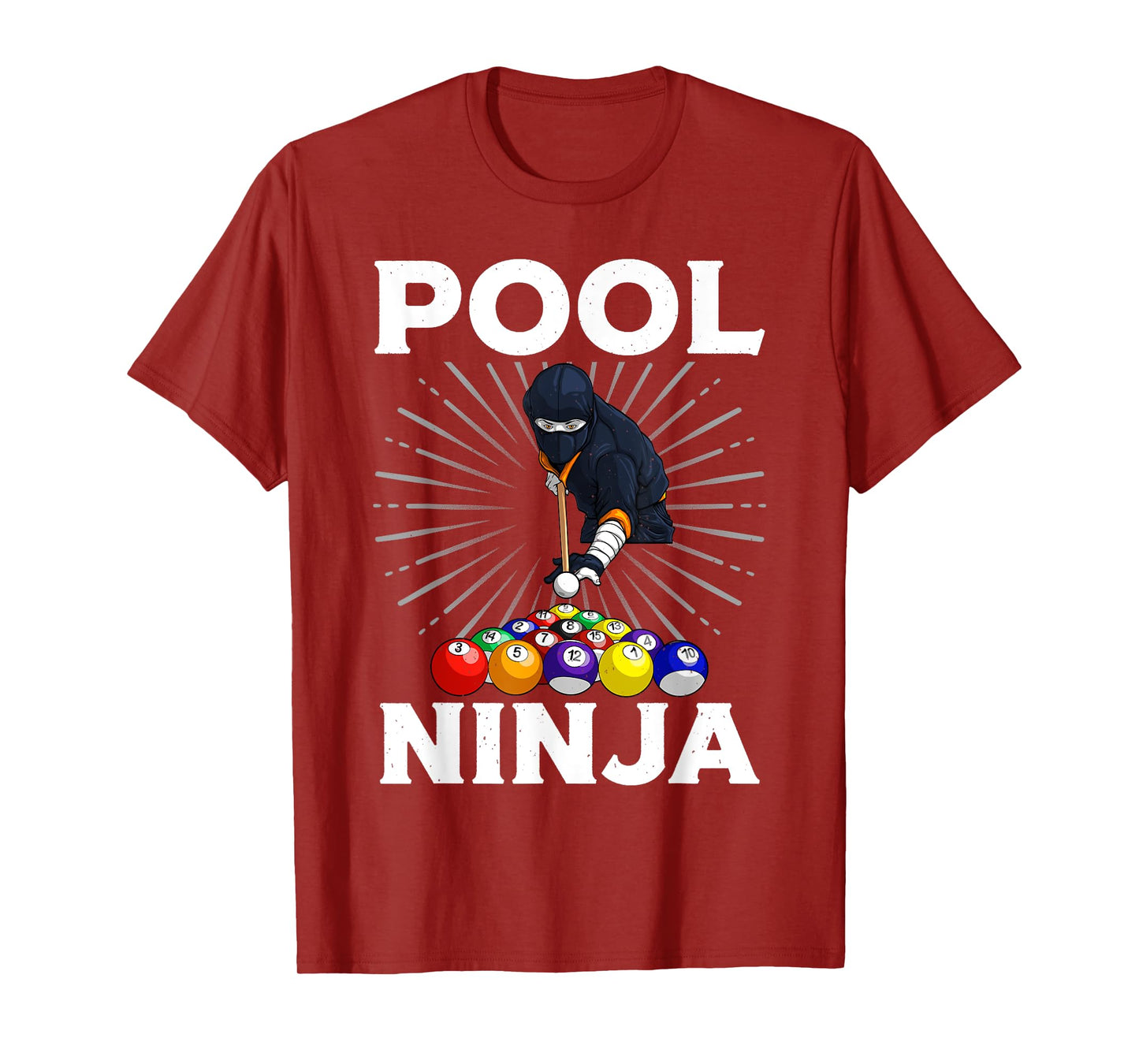Cool Billiards Art For Men Women Pool Player Ninja Billiard T-Shirt