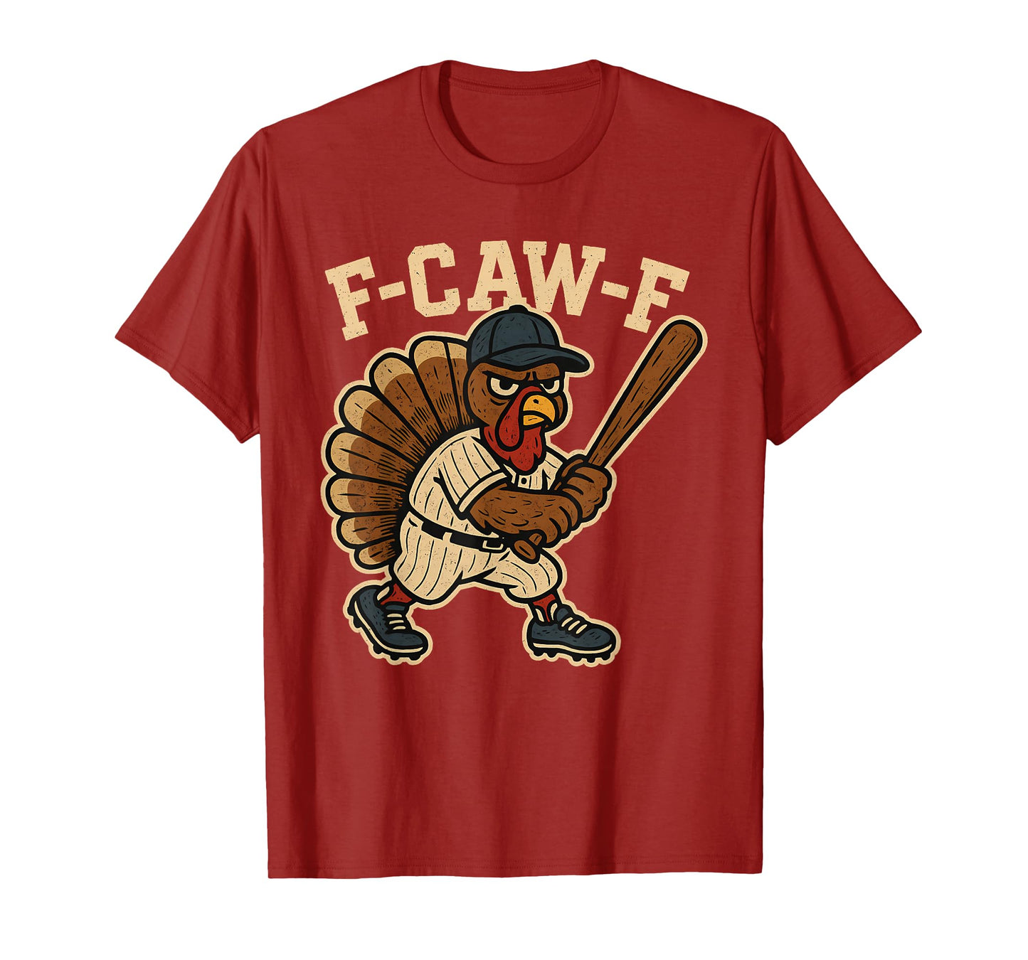 F Caw F Turkey Baseball Fcawf Gobbler Thanksgiving Fawk Off T-Shirt