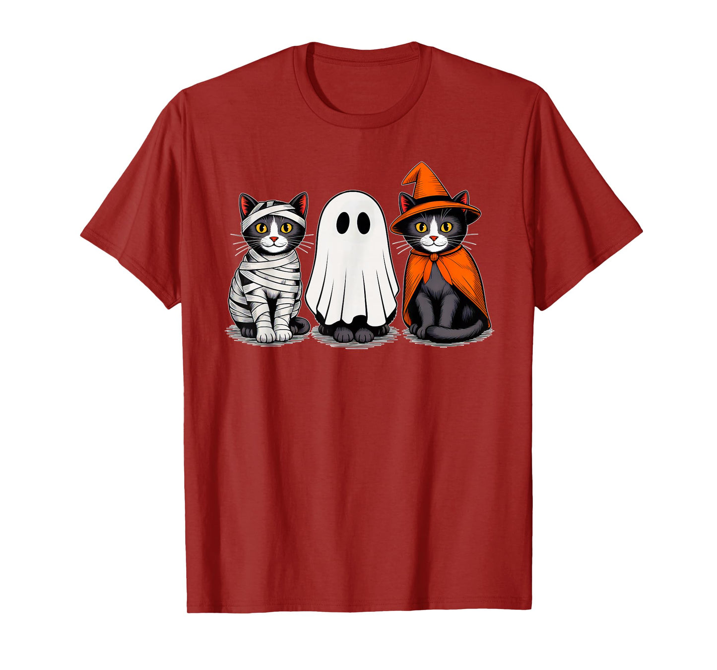 Cute Ghost Black Cat Halloween Witch Mummy Pumpkin Season T-Shirt