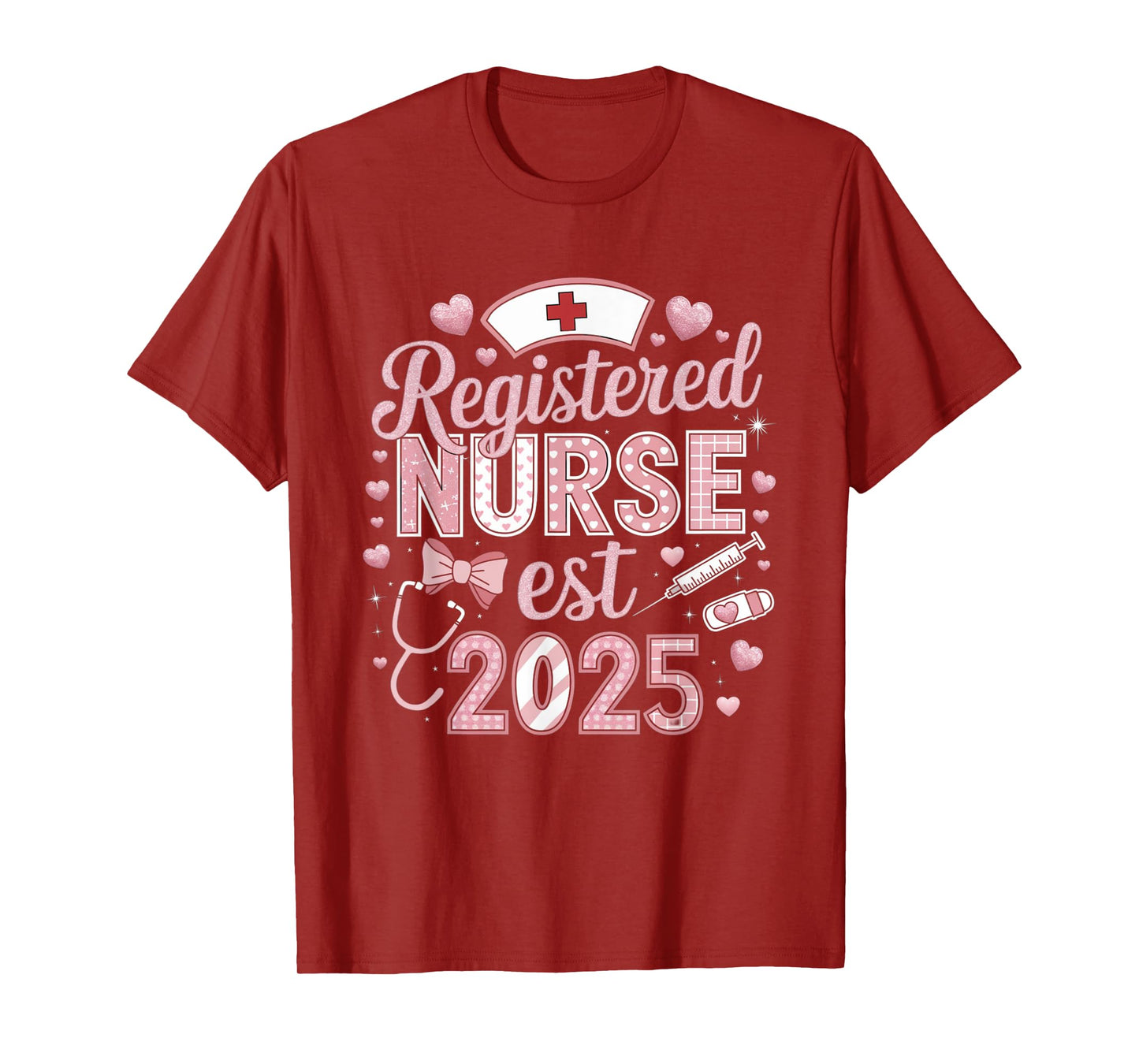 Nurse Est 2025 RN Nursing School Graduation Graduate Heart T-Shirt