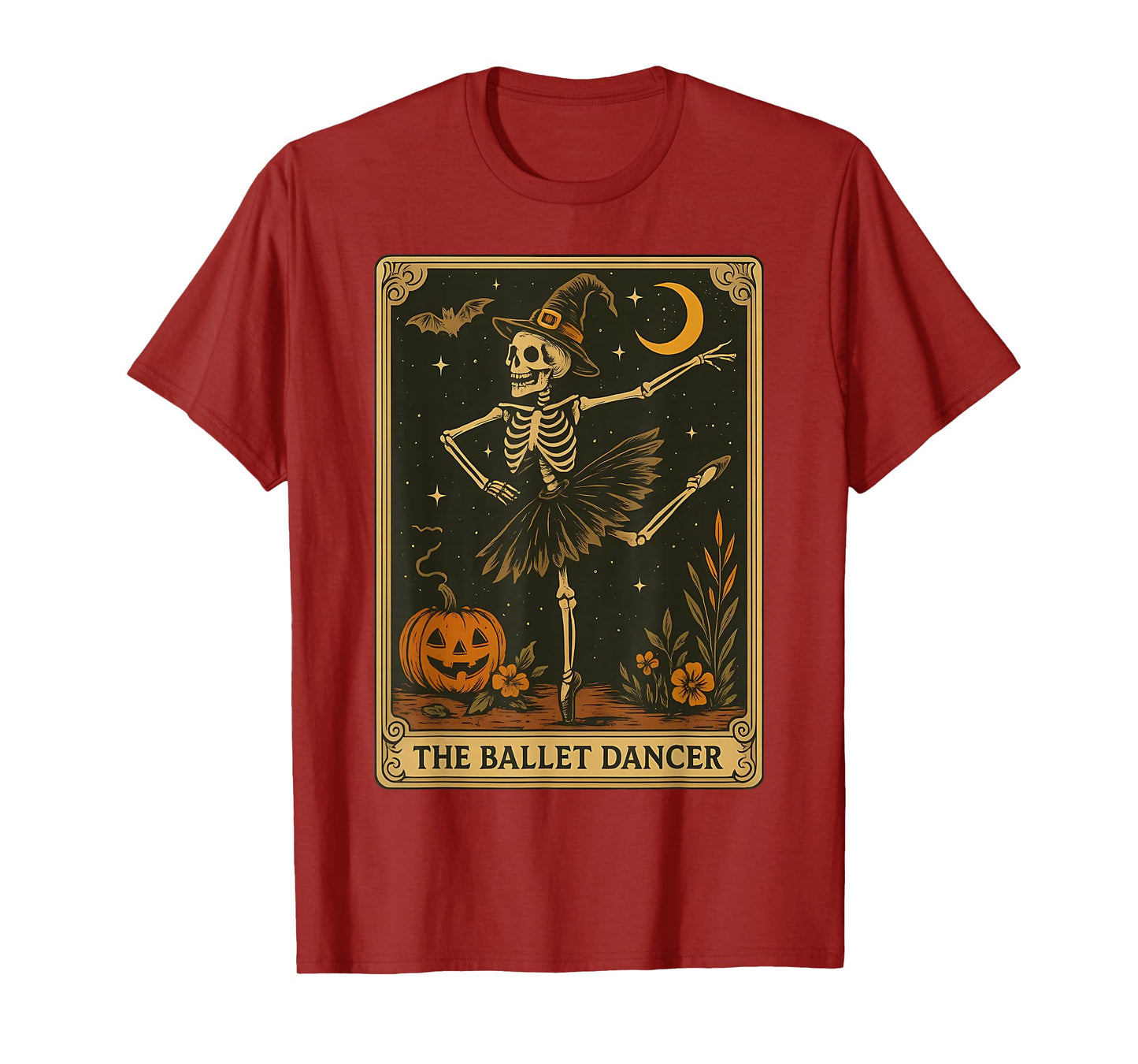 Skeleton Ballet Dancer Tarot Card Halloween Ballerina Spooky T-Shirt