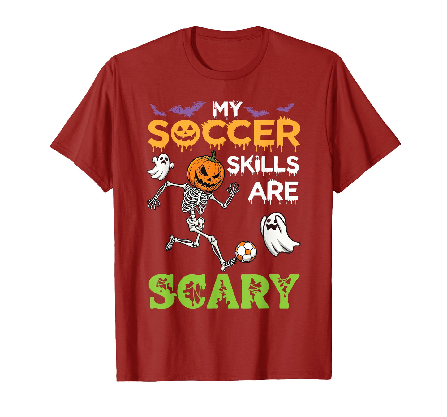 My Soccer Skills are Scary Funny Halloween Pumpkin Skeleton T-Shirt