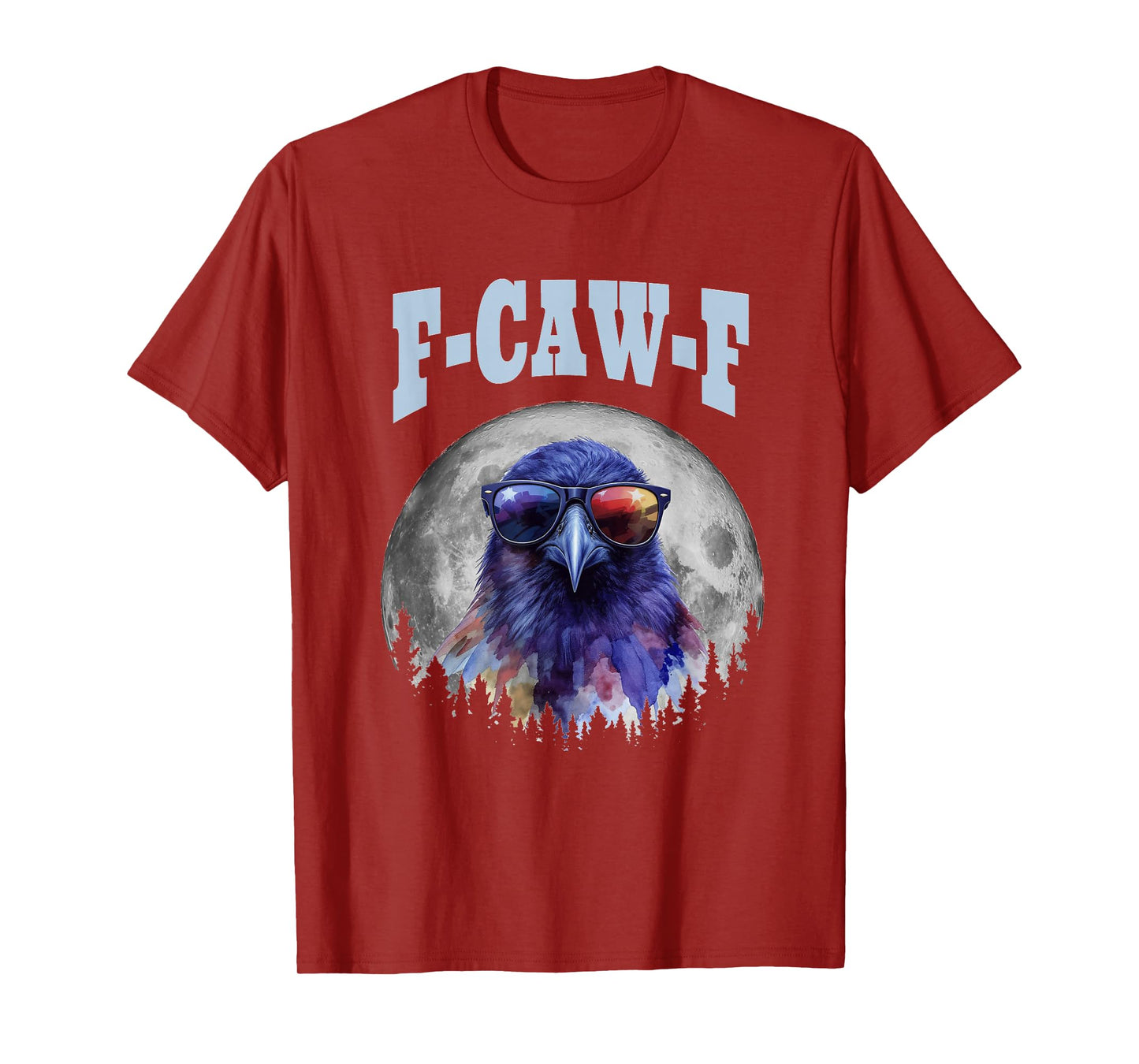 F-Caw-F Funny Retro Crow Raven Moon Meme Men Women T-Shirt