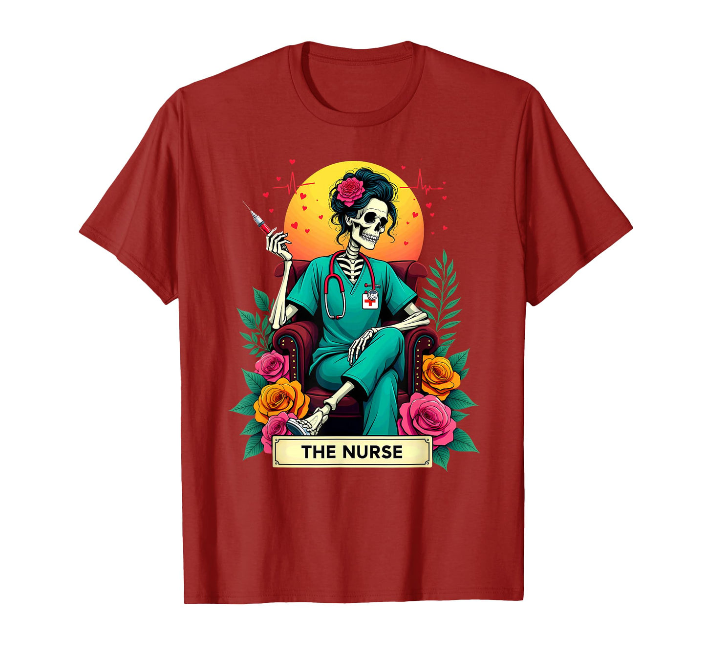 Gothic Tarot Card Nursing Skeleton The Nurse T-Shirt