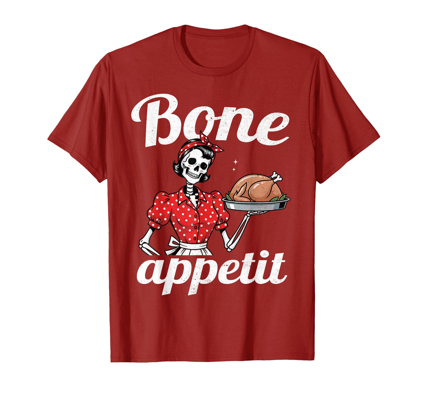 Bone Appetit Retro Skeleton Chef Cooking Meme 50s Vintage T-Shirt