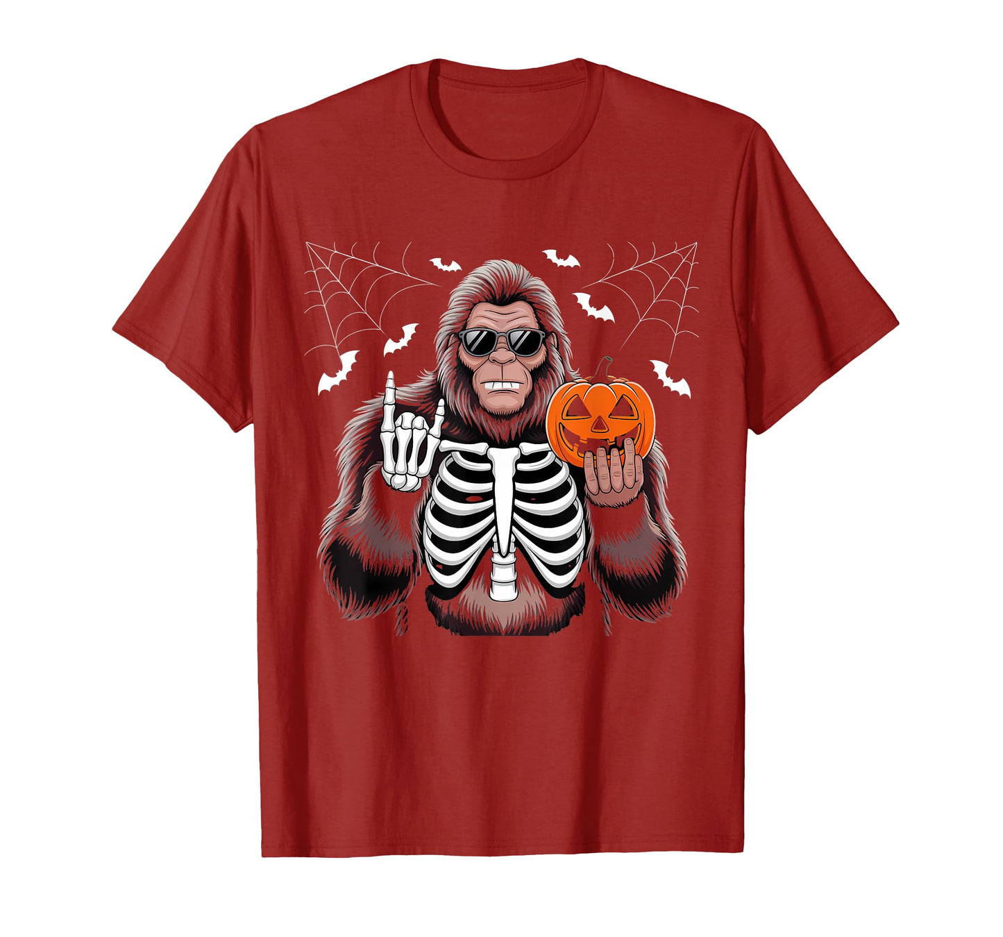 Spooky Bigfoot Jack O Lantern Skeleton Fun Halloween T-Shirt