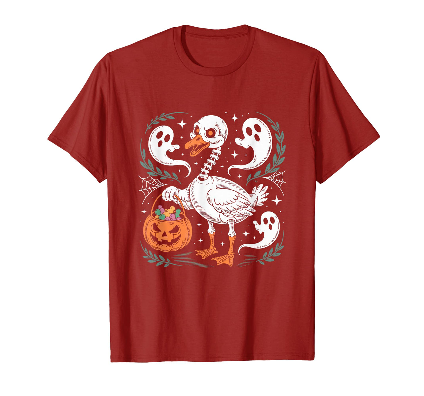 Spooky Skeleton Duck Halloween Art T-Shirt