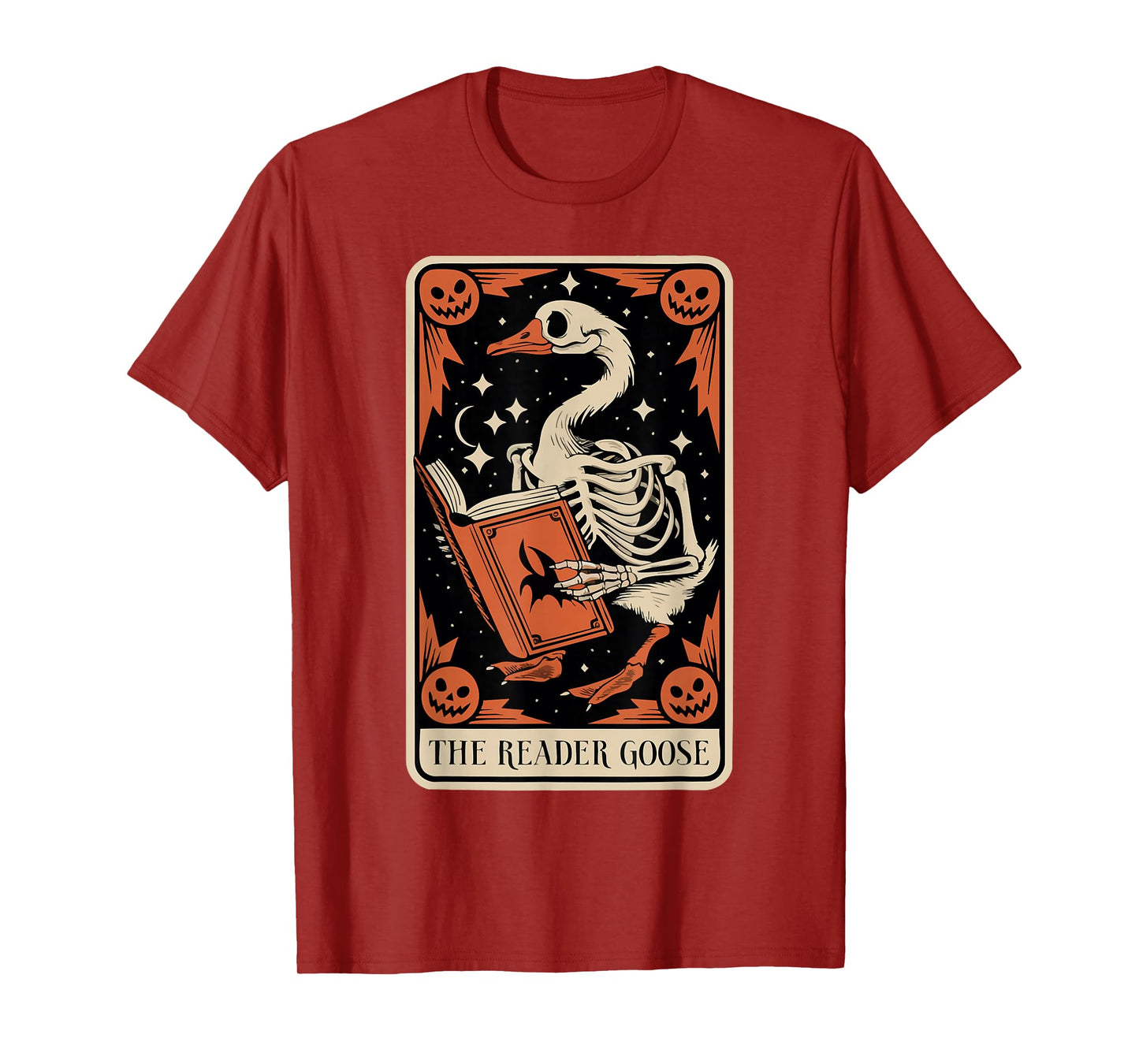 The Reader Goose Tarot Skeleton Design T-Shirt