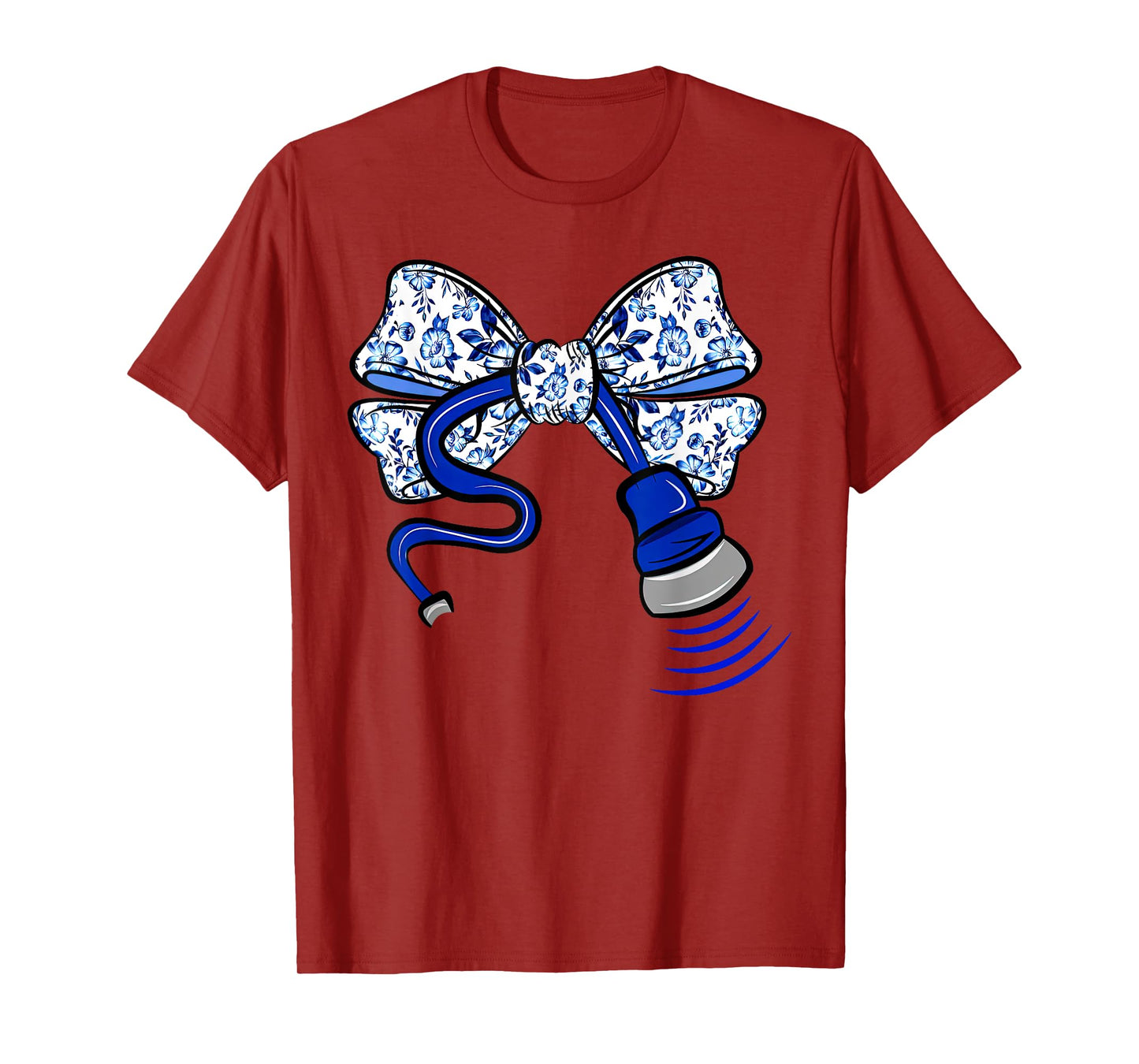 Blue Floral Coquette Bow Ultrasound Nurse Sonographer OBGYN T-Shirt