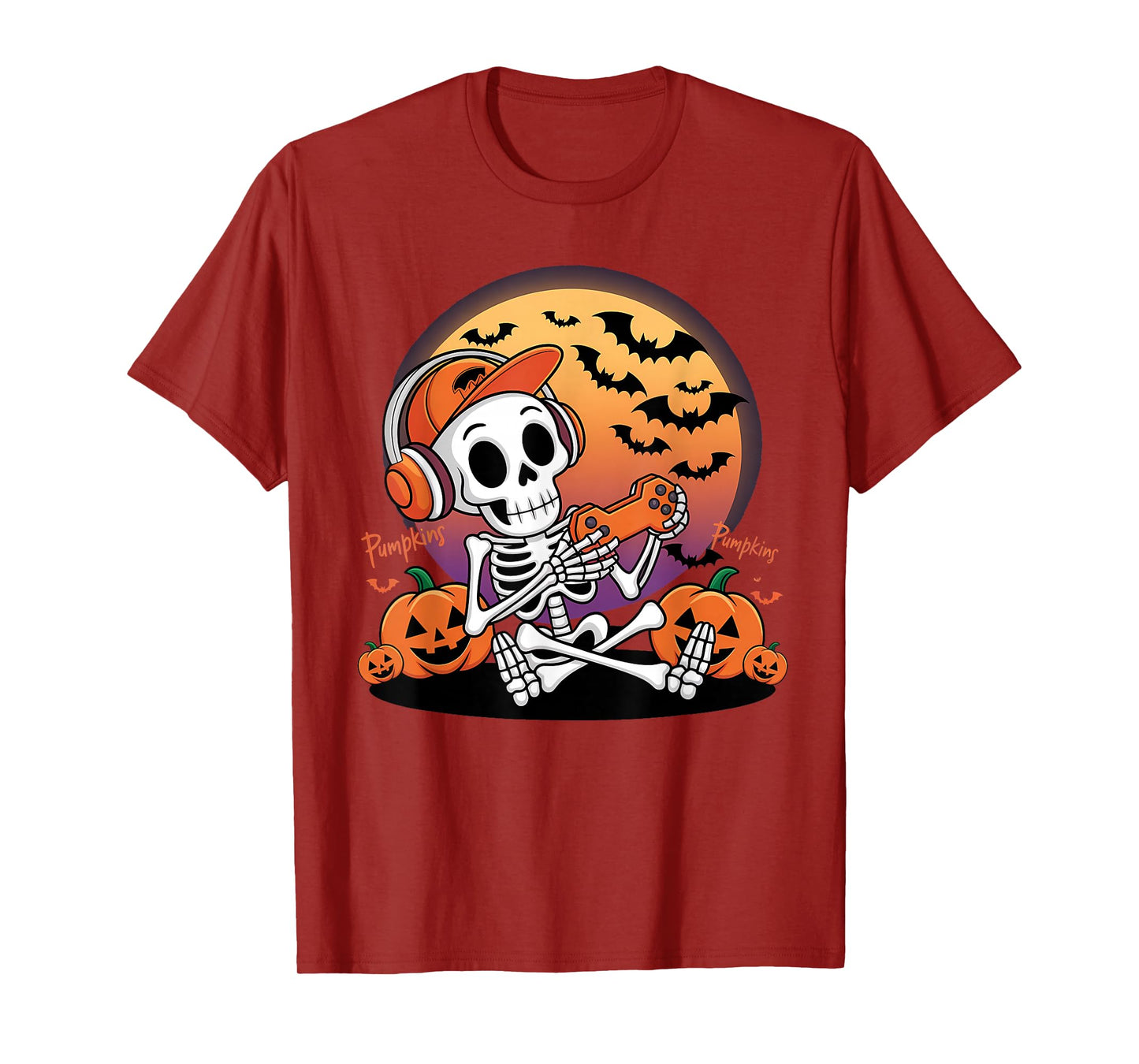 Halloween Skeleton Video Gaming Gamer Teens Men & Youths T-Shirt