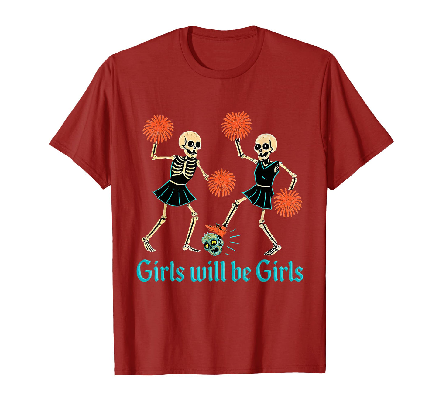 Girl Will Be Girls Dancing sketelons Funny Halloween T-Shirt