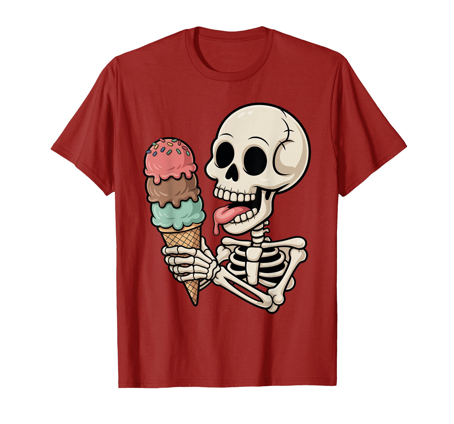 Halloween Skeleton Eating Ice Cream Costume Trick or Treat T-Shirt