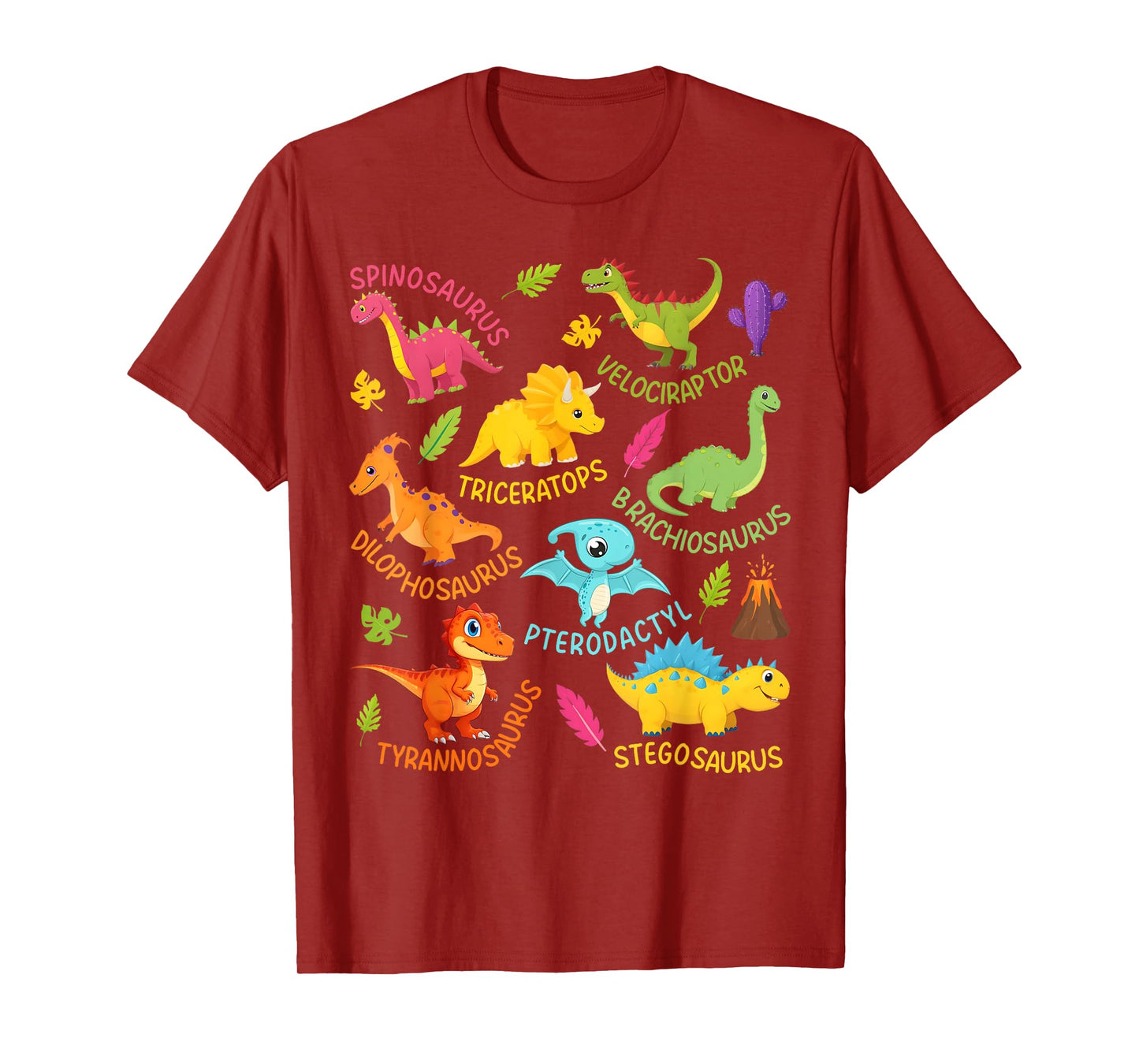 Types Of Dinosaurs Cute Dinosaur Outfit Boys Girls Kids T-Shirt