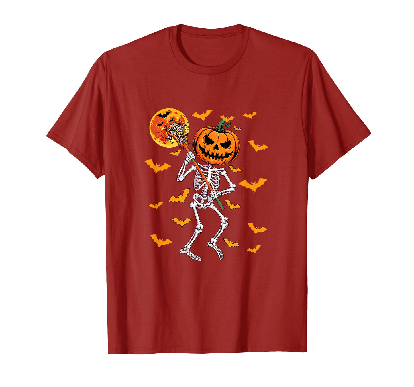 Horror Skeleton Playing Lacrosse Halloween Matching Player T-Shirt