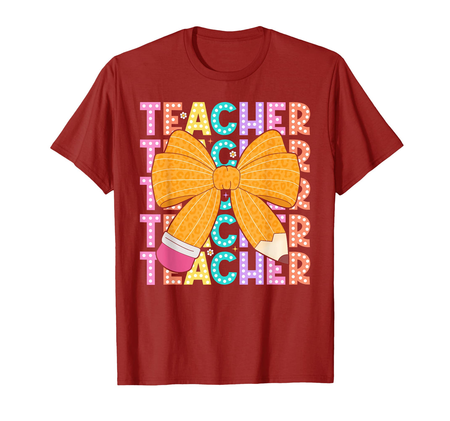 Cute Coquette Bow Teacher Happy First Day Back To School T-Shirt