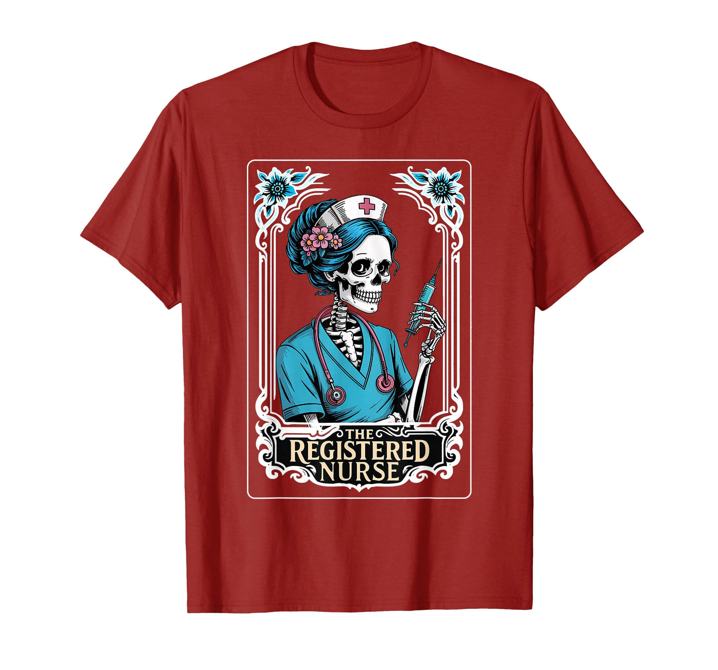 The Nurse Skeleton Tarot Card Nursing Horror Doctor Spooky T-Shirt