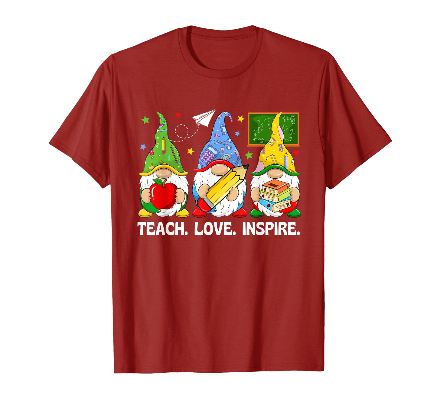 Cute Gnomes Teach Love And Inspire Back To School Teacher T-Shirt