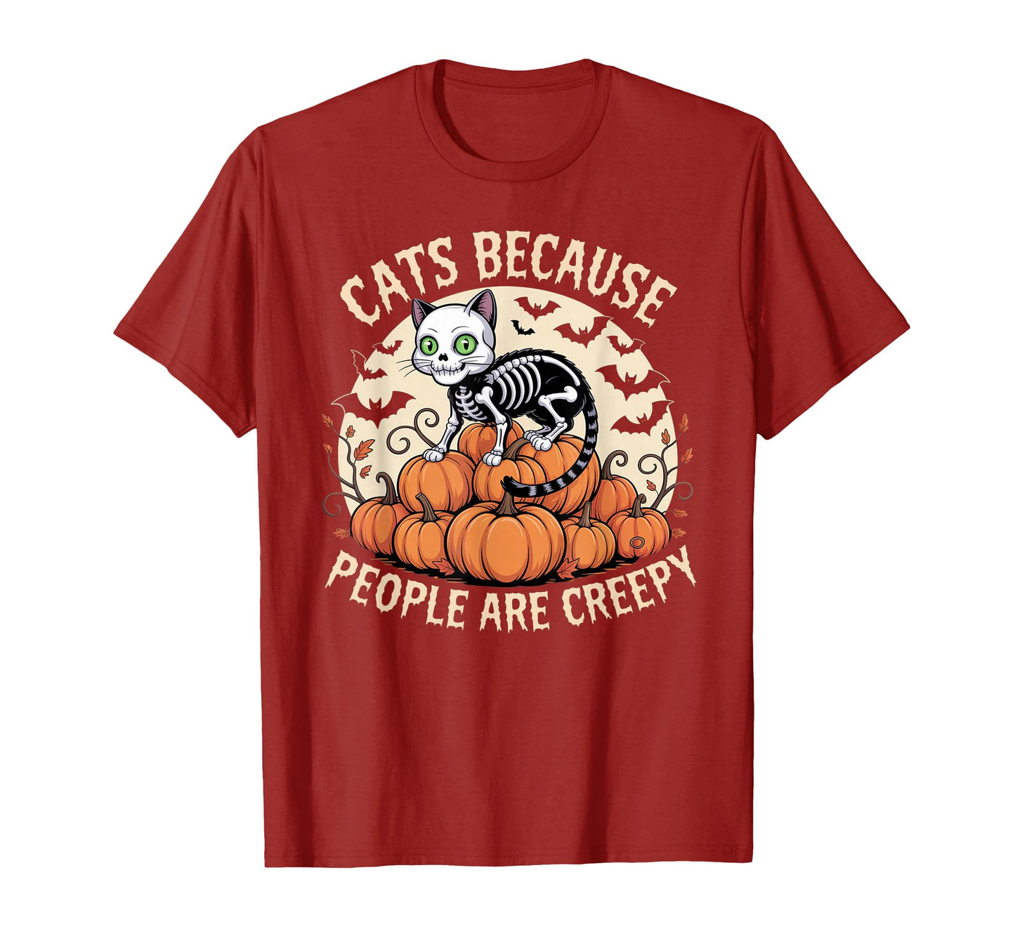 Cats Because People are Creepy Ghost Halloween Cat Mom Kids T-Shirt