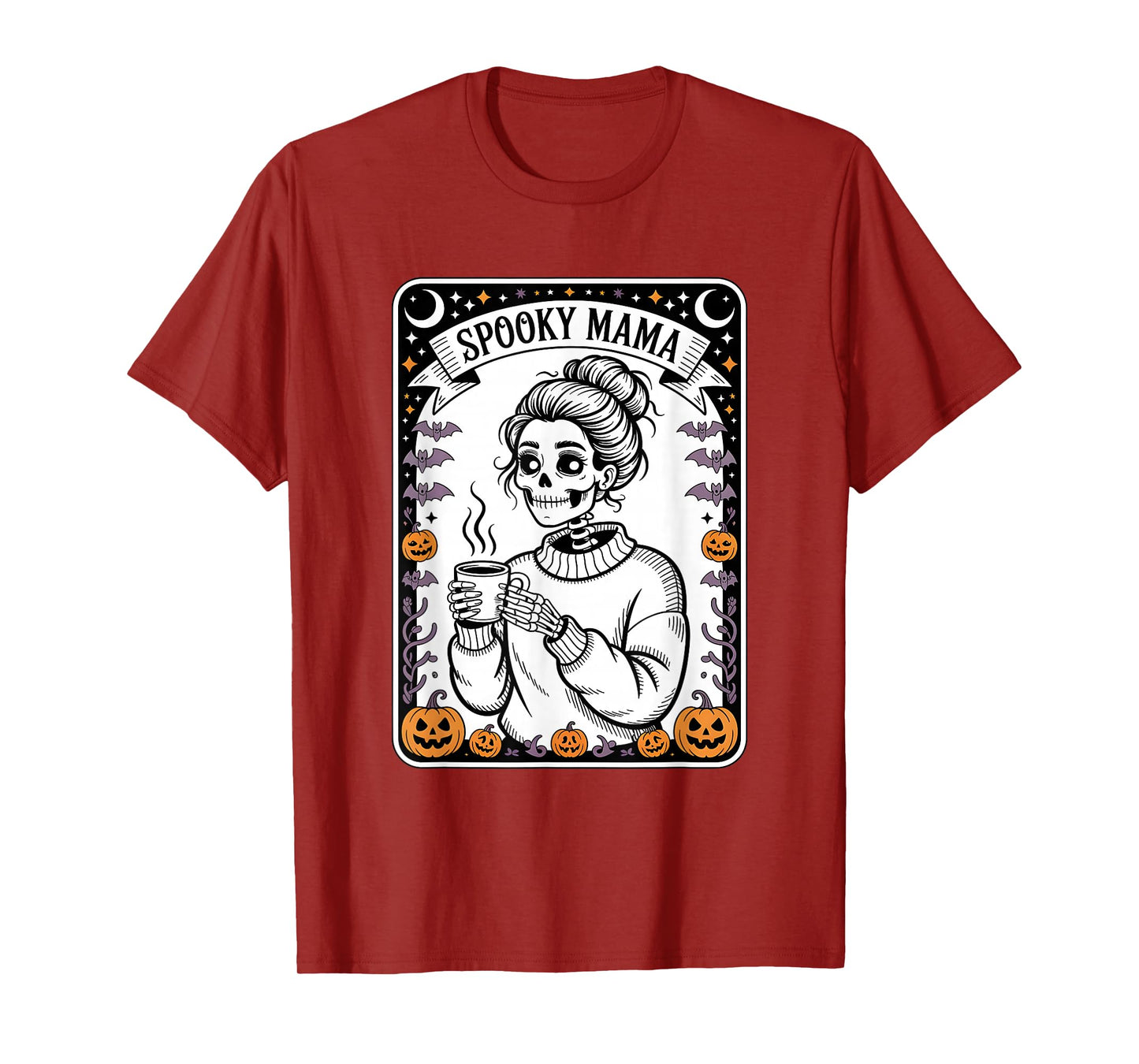 Tarot Spooky Mama Halloween Cute Skeleton Mom Coffee T-Shirt