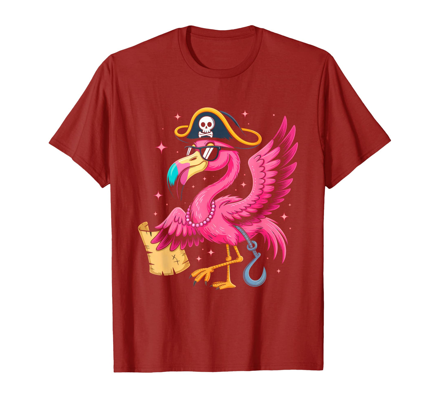 Pink Flamingo Pirate Women Girl Kids Funny Halloween Costume T-Shirt