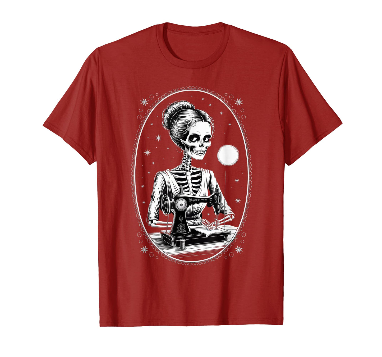 Messy Bun Hair Skeleton Sewer Quilter Haunted Handmade Hobby T-Shirt
