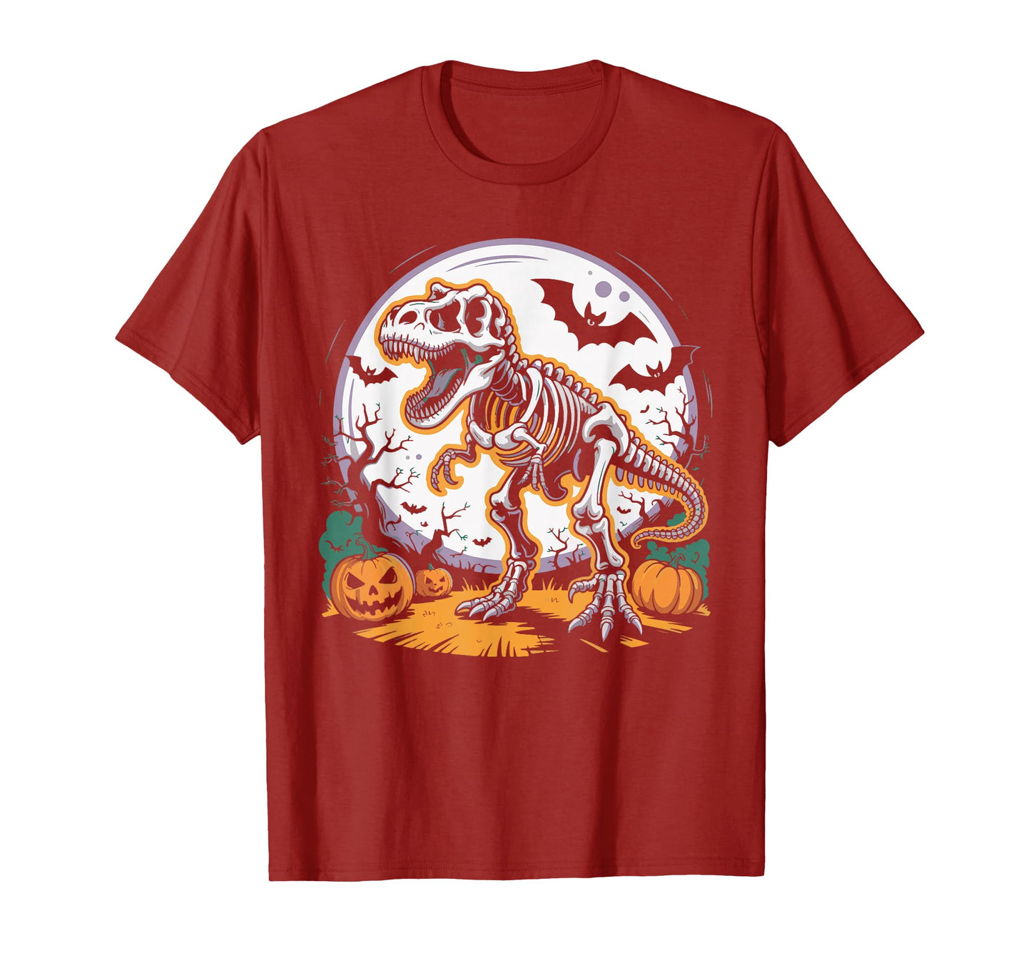 T Rex Skeleton Pumpkin Dinosaur Spooky Halloween Costume T-Shirt