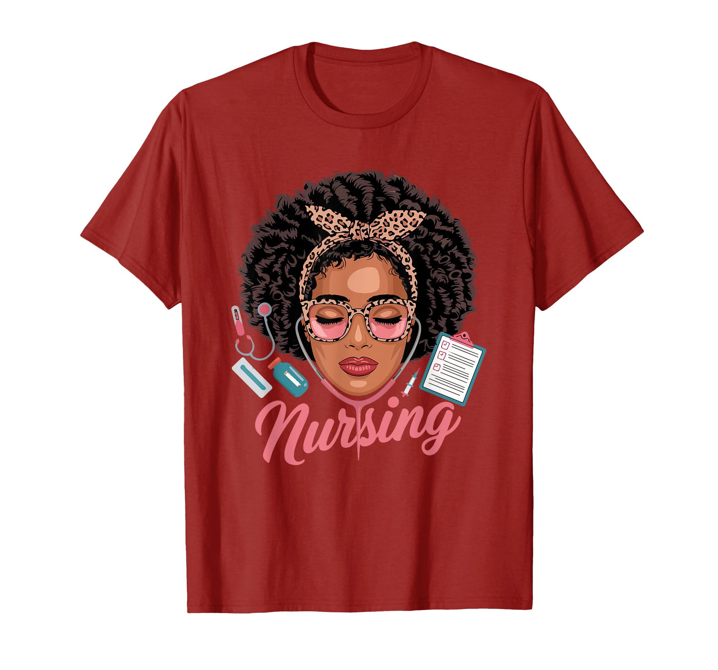 Black Strong Nurse Afro Girl Melanin African American Wowen T-Shirt